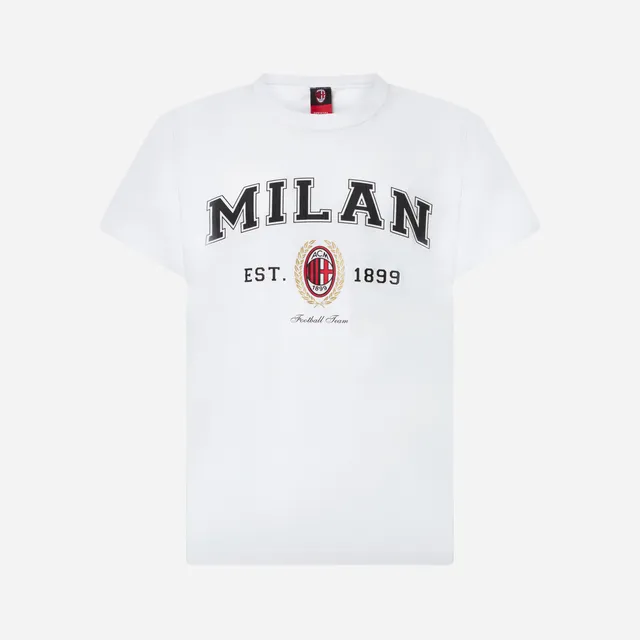 AC Milan College T-Shirt Bianca M Cotone Manica Corta