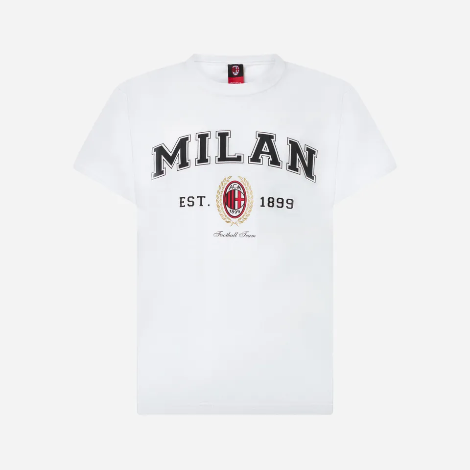 AC Milan College T-Shirt Bianca M Cotone Manica Corta