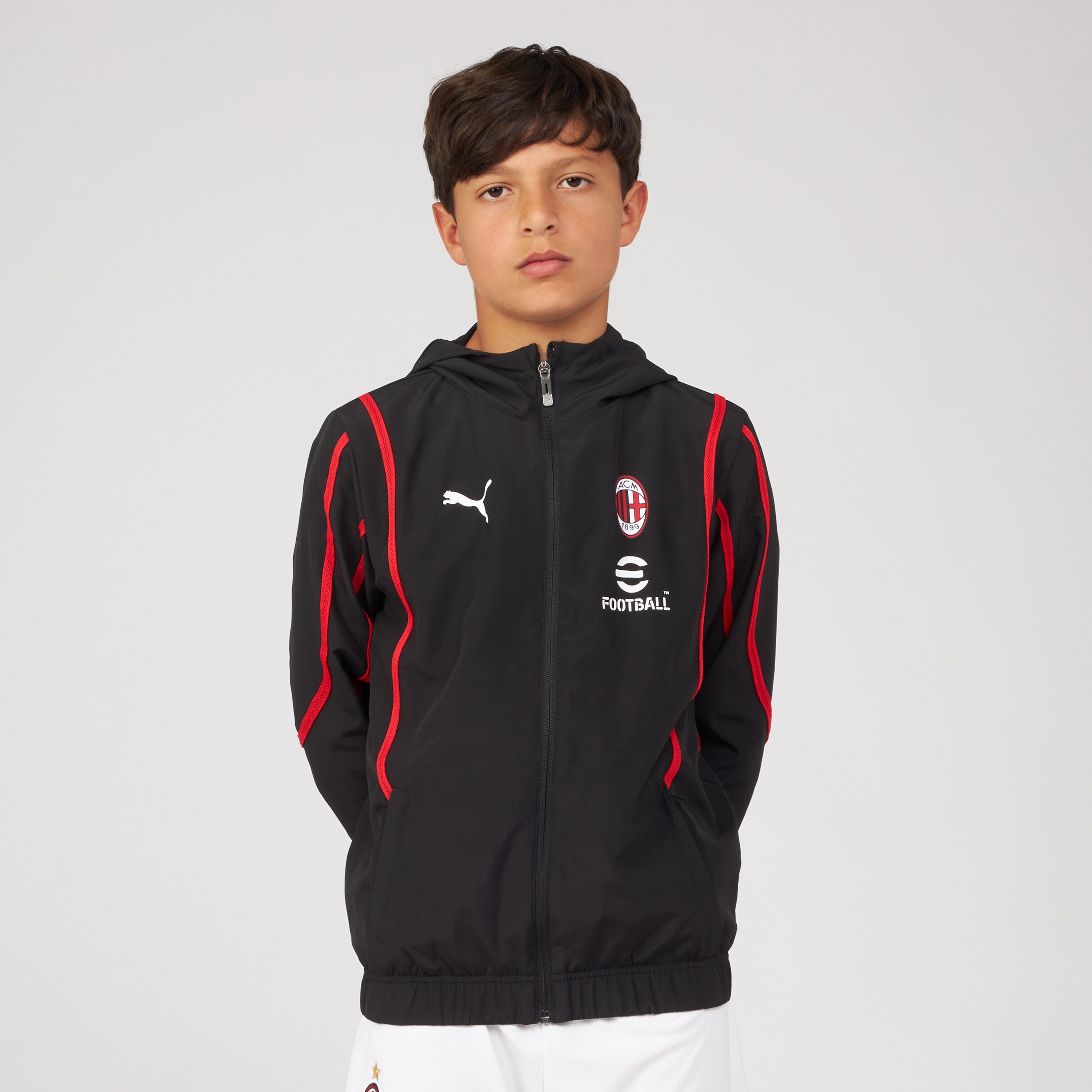AC Milan Prematch 2024/25 giacca bimbo con cappuccio