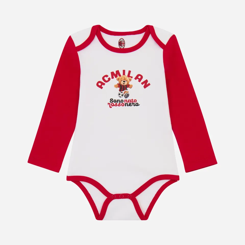 AC Milan Magliette Milan Body Neonato Manica Lunga Bianco 3 Mesi