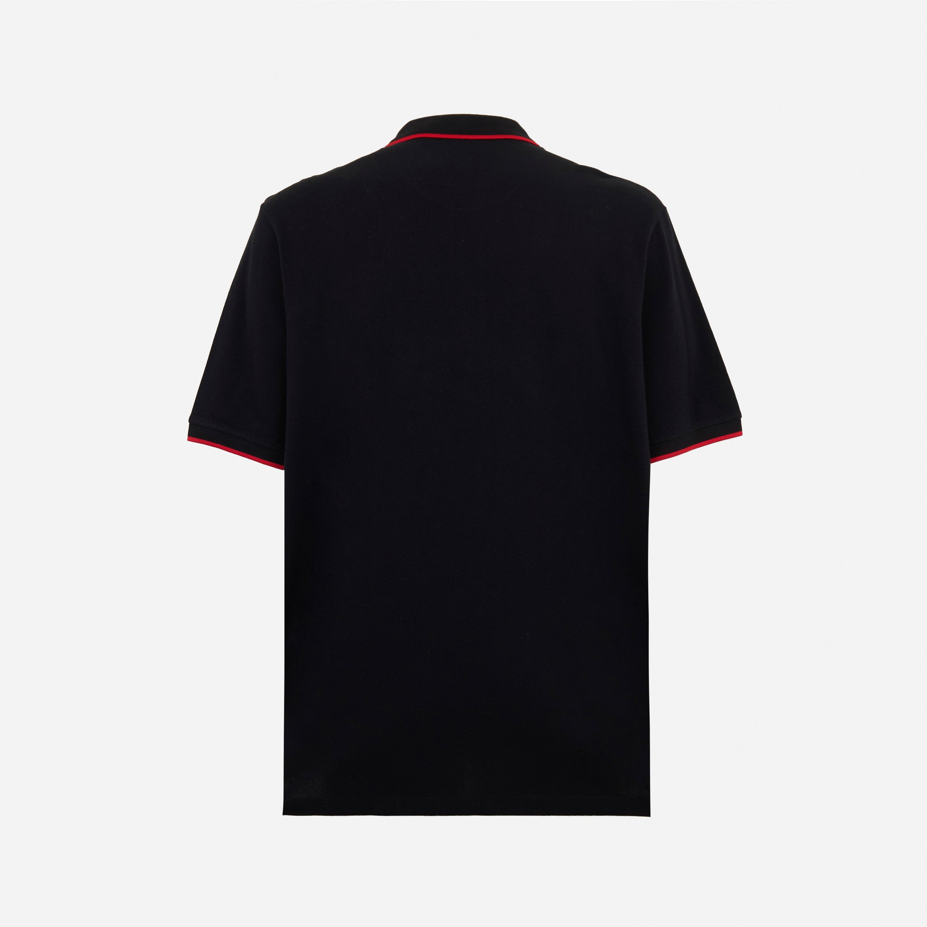 AC Milan Devil Polo Uomo Cotone Ricamo Contrasto Nera