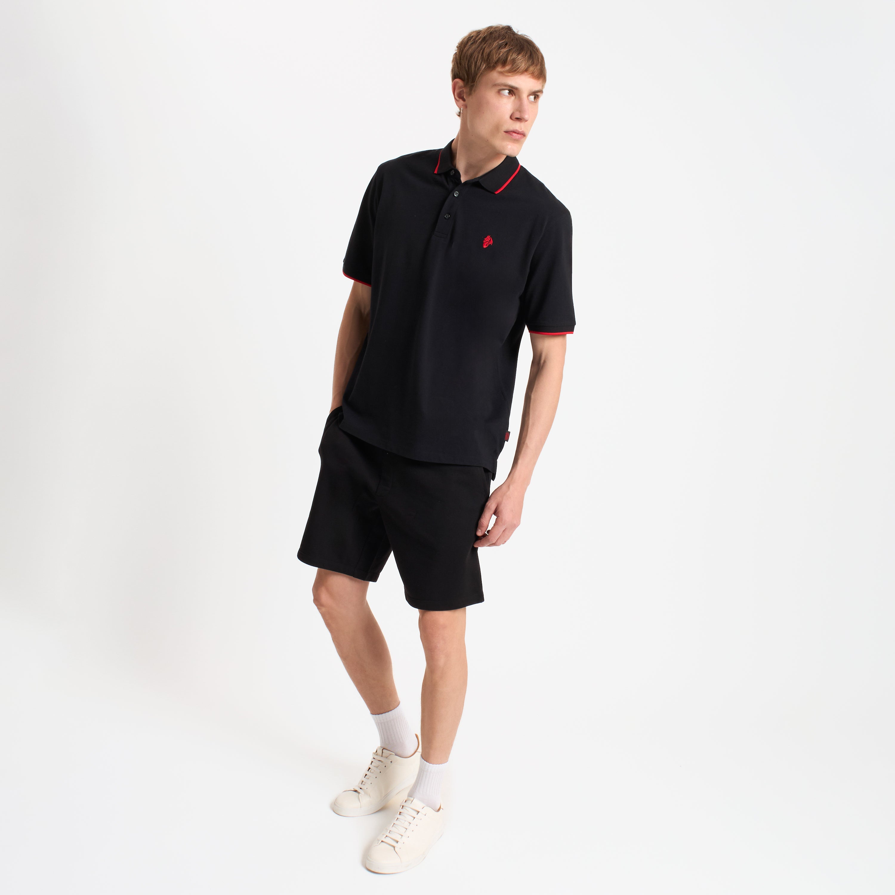 AC Milan Devil Polo Uomo Cotone Ricamo Contrasto Nera