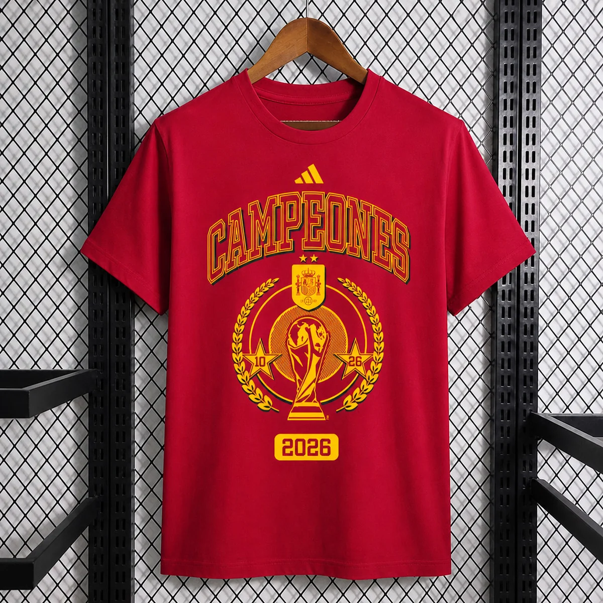 Spagna Campioni 2026 t-shirt calcio rossa S-XXL uomo