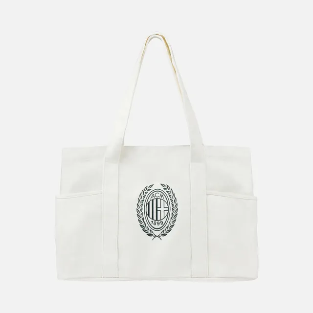 AC Milan Sunday Stadium borsa tote cotone bianca manici tasche