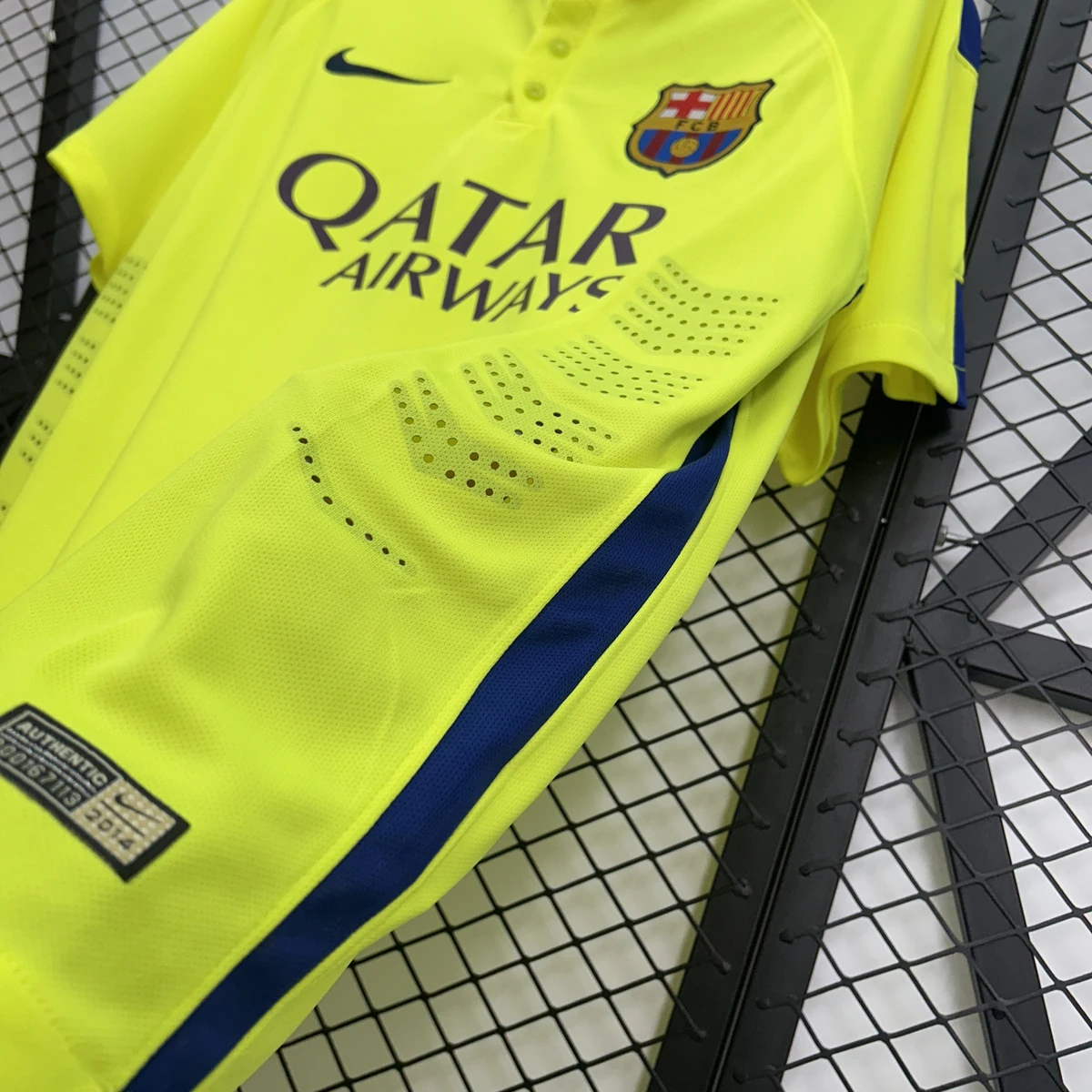 Barcellona Terza Maglia 2014/15 Retro Maglia Tifoso Gialla Fluo