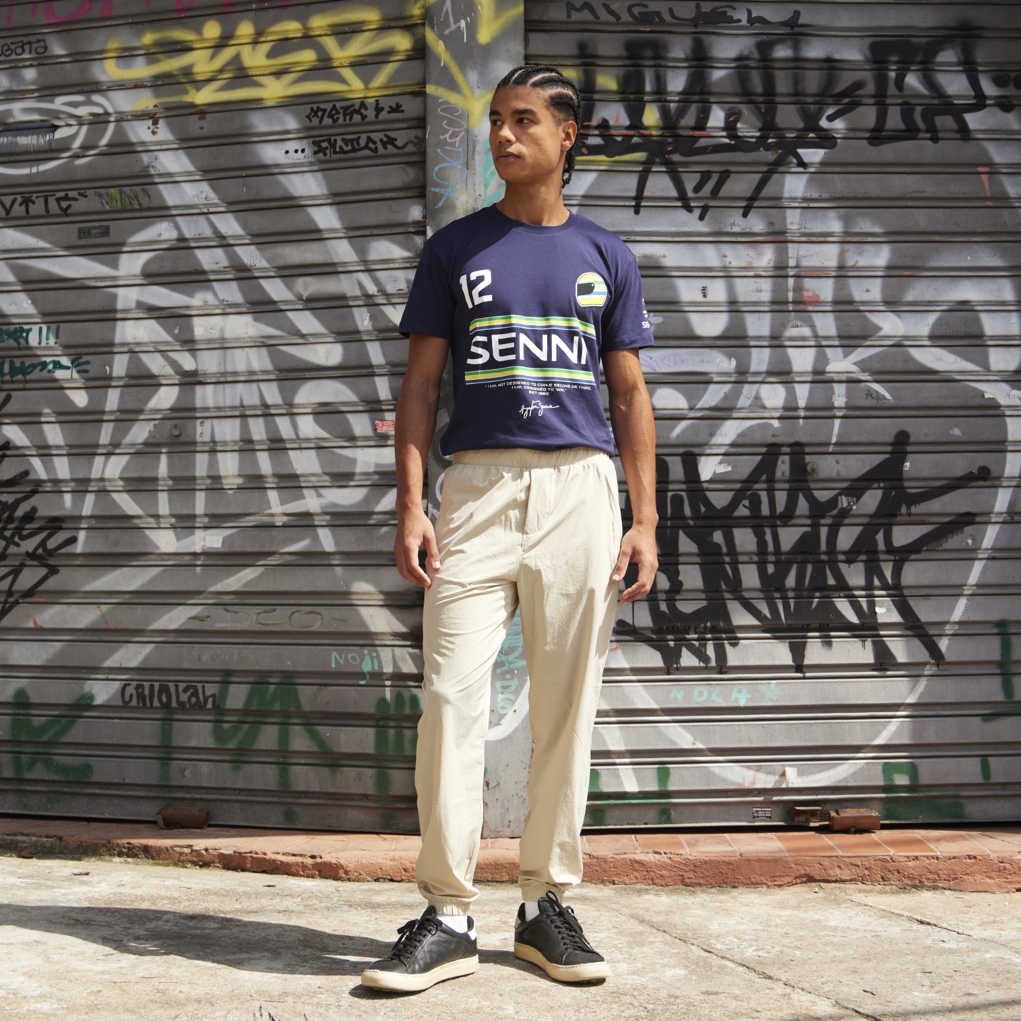 Senna Legacy 12 Stripe Tee Maglietta Cotone Logo Manica