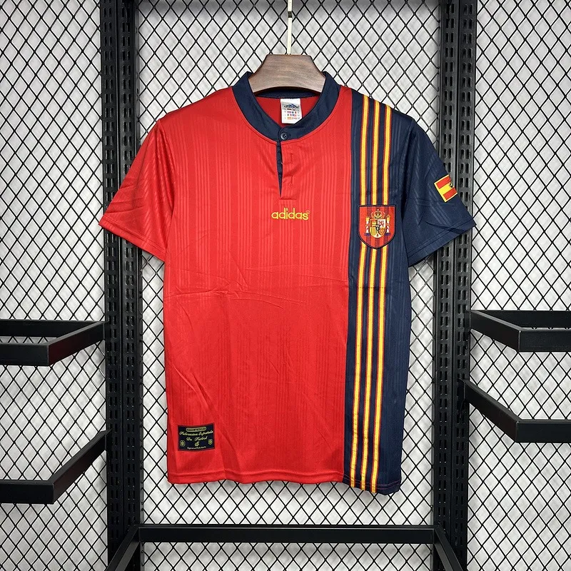 Tifoso Store Spagna 1996 prima maglia calcio retro rossa colletto