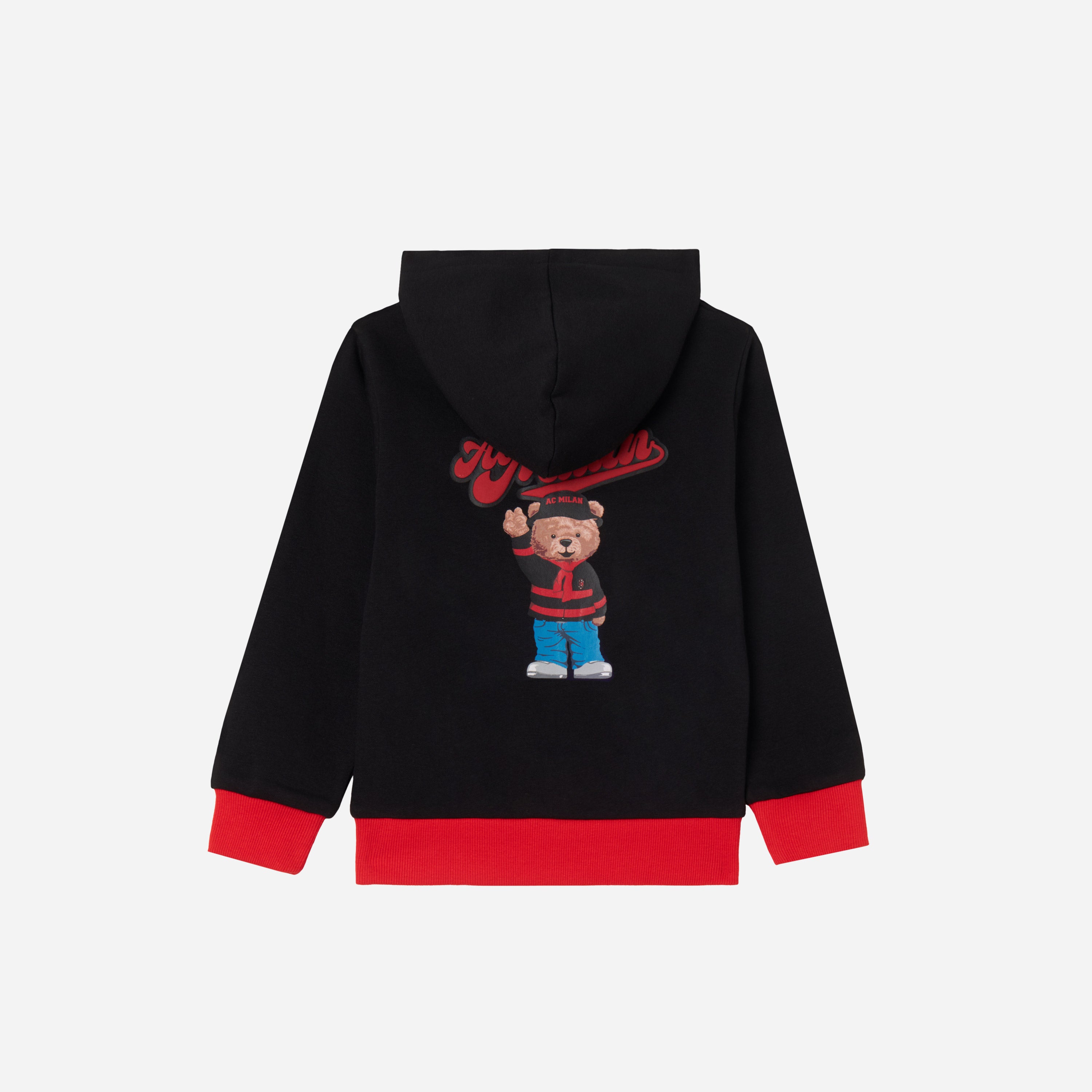 AC Milan Teddy Collection Felpa Bambino Nera con Cappuccio