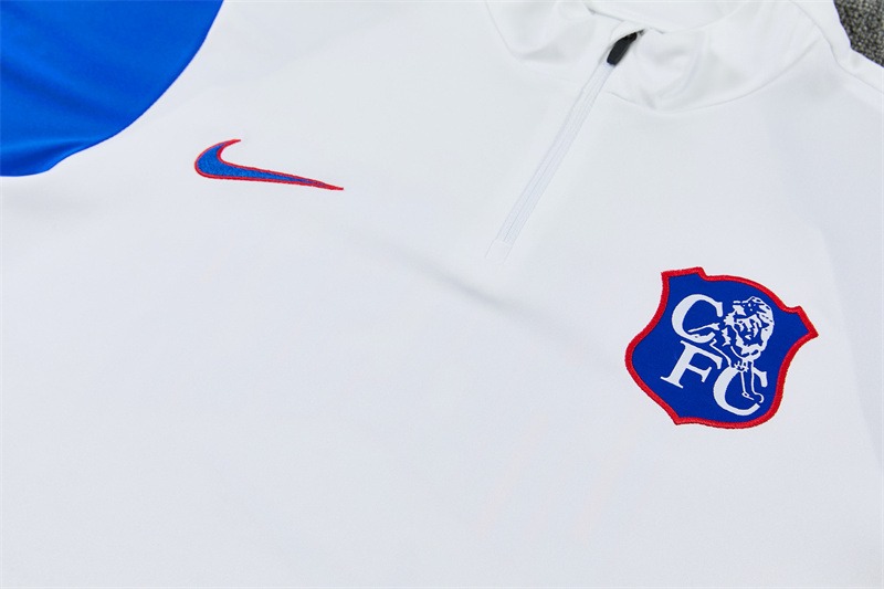 Chelsea 2026/27 Tuta Bianca Half Zip Pantaloni Blu