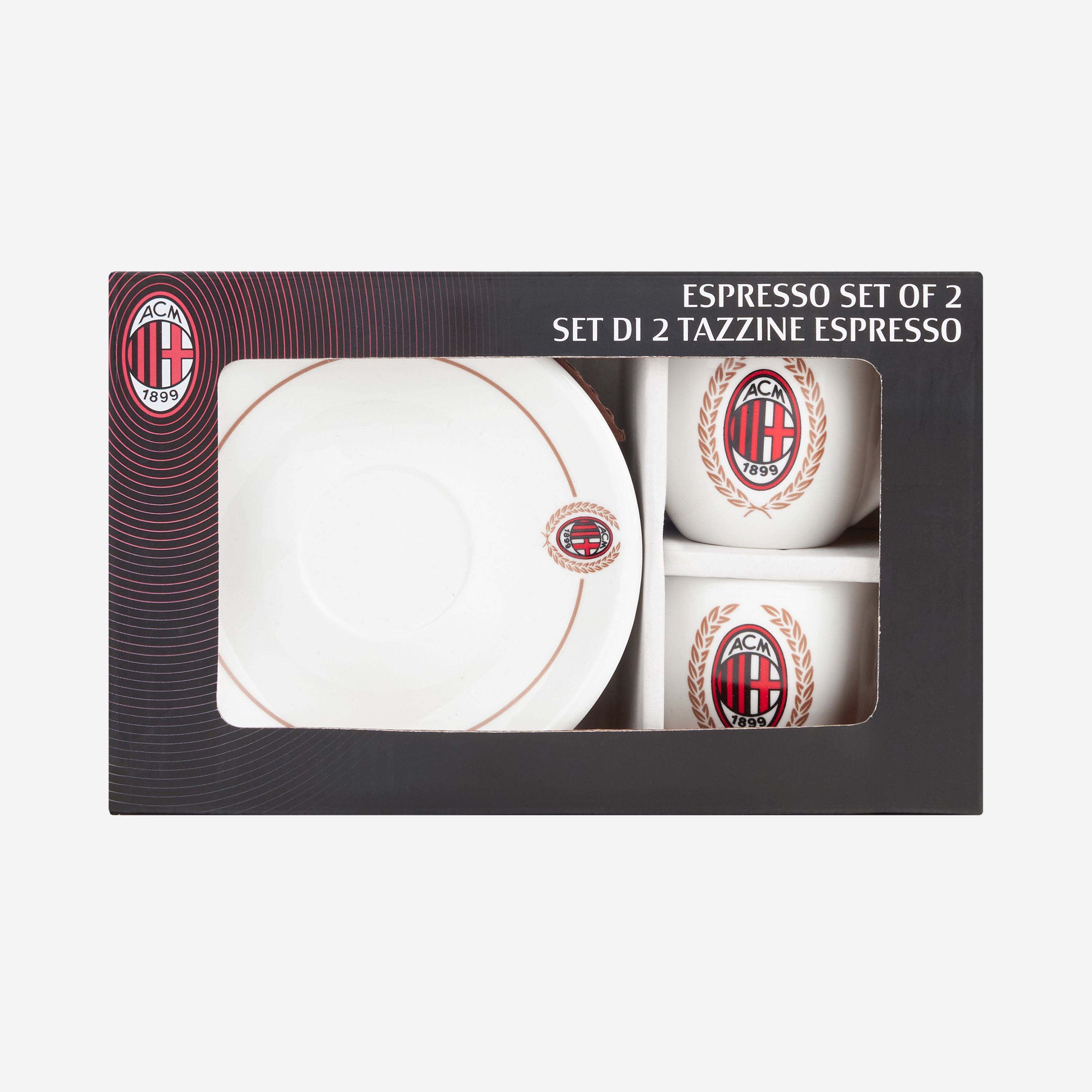 AC Milan Accessori Set Caffè 2 Tazzine con Piattini Oro