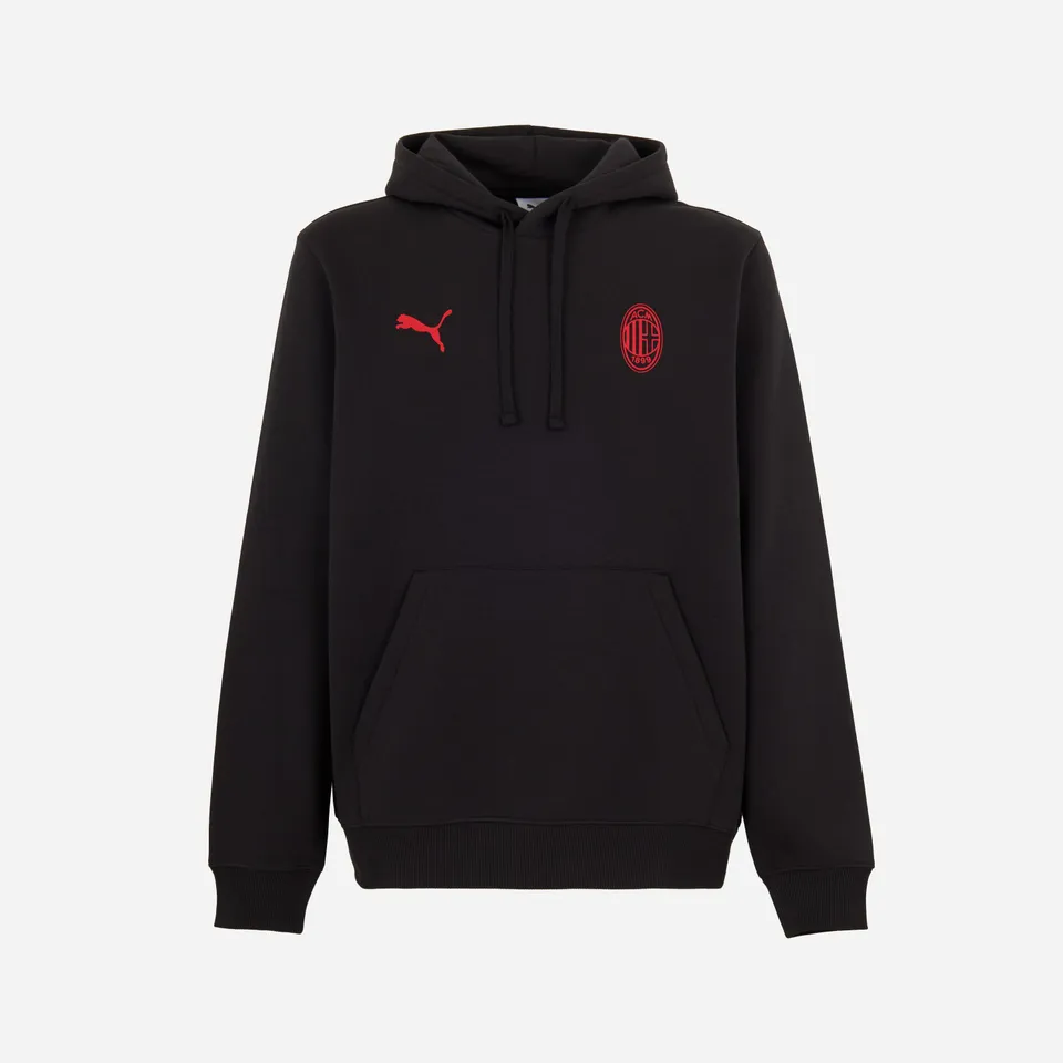 AC Milan Essential Felpa con Cappuccio Nera Cotone Taglia M