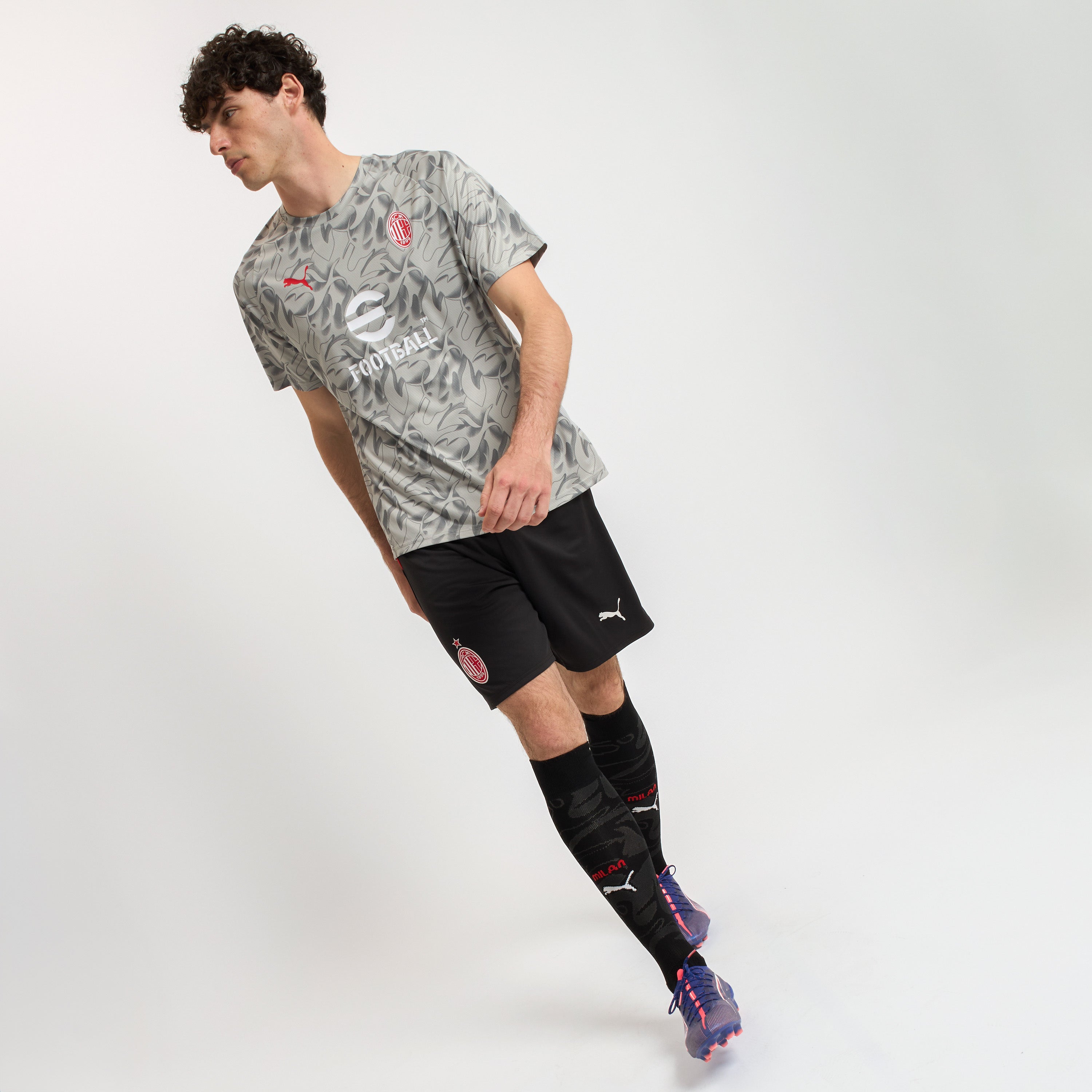 Milan Prematch 2025/26 maglia grigia uomo poliestere riciclato