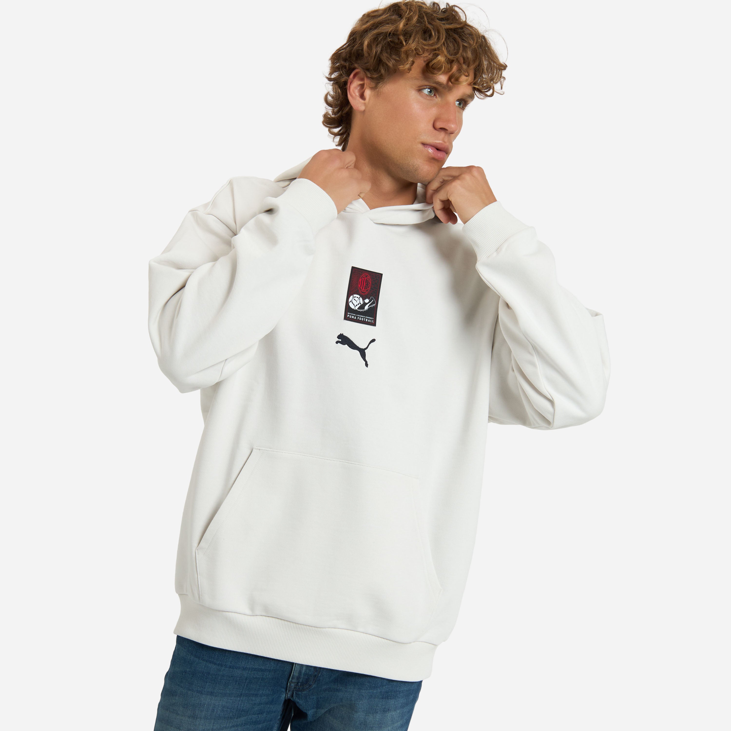 AC Milan Culture felpa cappuccio bianca cotone relaxed