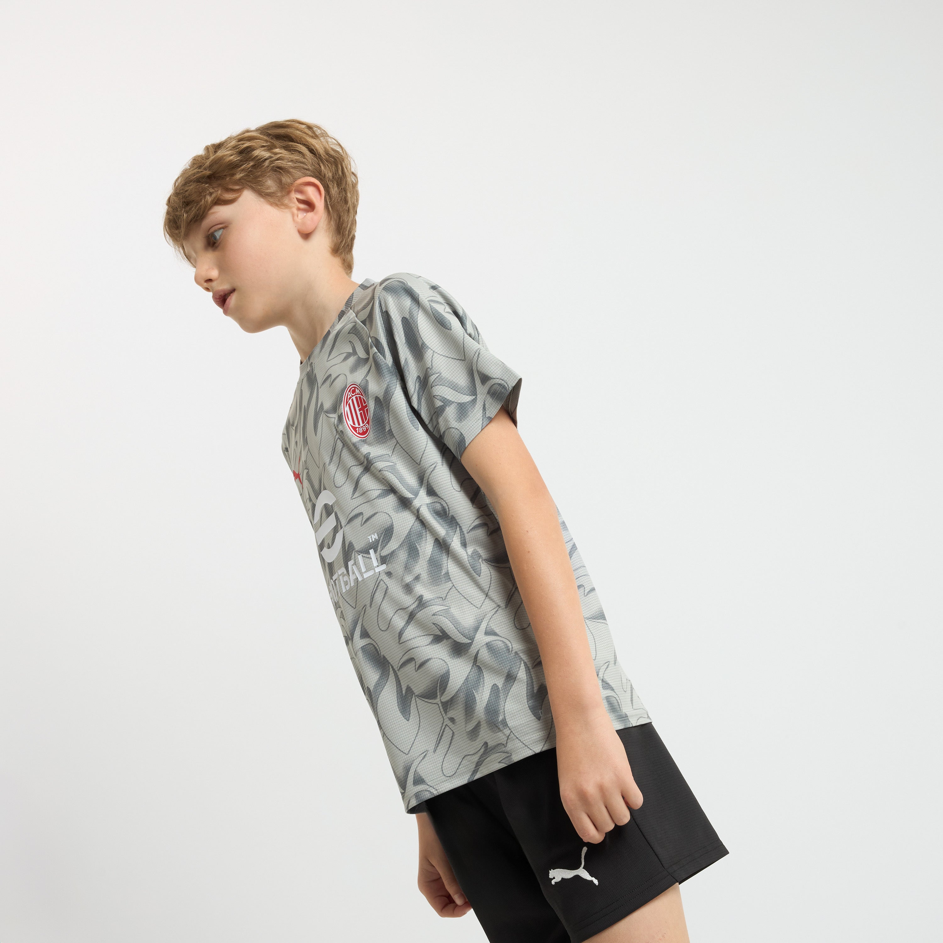 AC Milan Allenamento Milan Prematch 2025/26 t-shirt bambino grigia