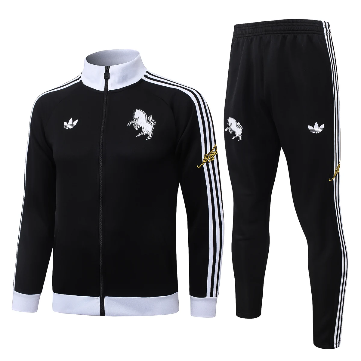Juventus 2026/27 tuta nera full zip colletto bianco giacca+pantaloni