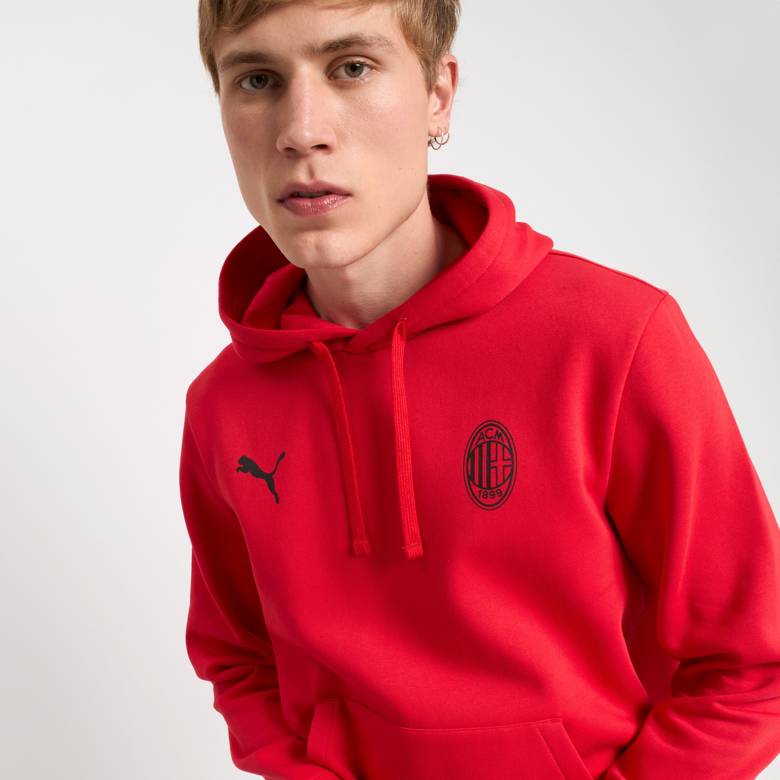 AC Milan Essential Hoodie felpa uomo rossa cappuccio