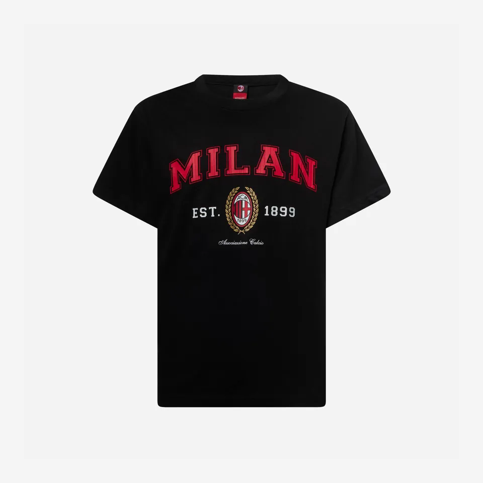 AC Milan College Maglietta Bambino Nera Cotone