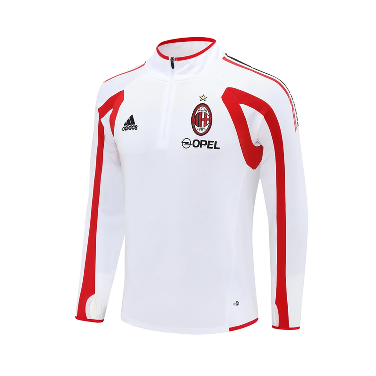 Milan 2005/06 Felpa Mezza Zip Bianca sponsor Opel