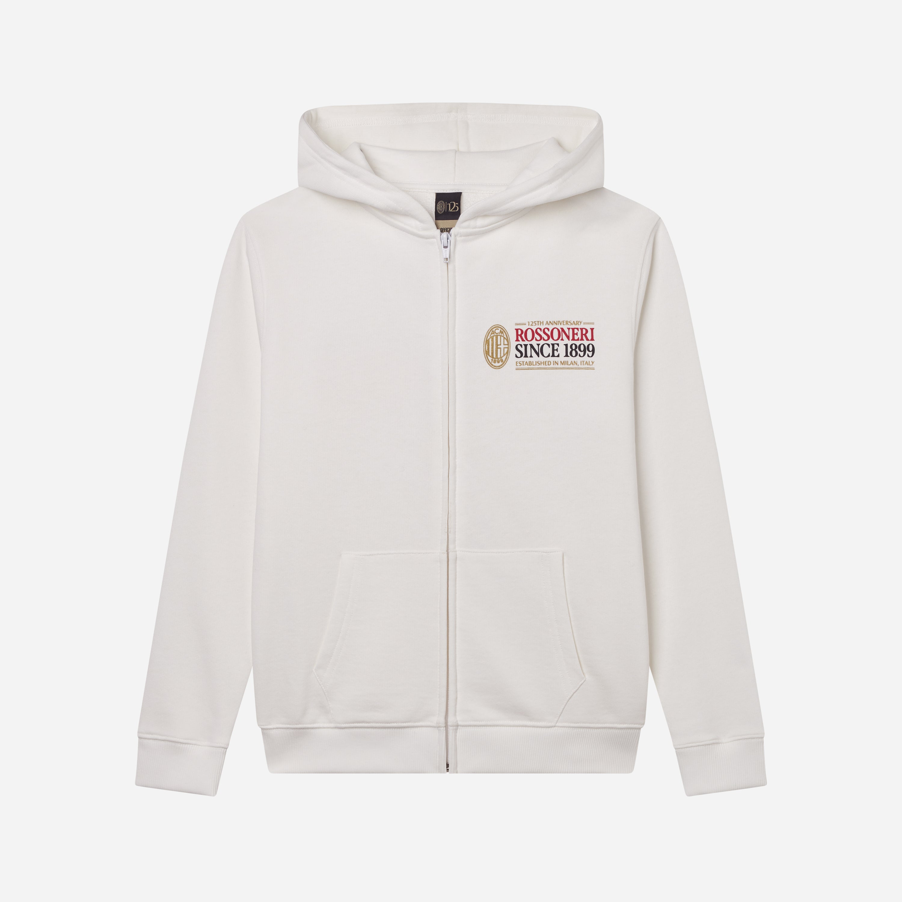 AC Milan Rossoneri Since 1899 felpa bimbo bianca zip cotone