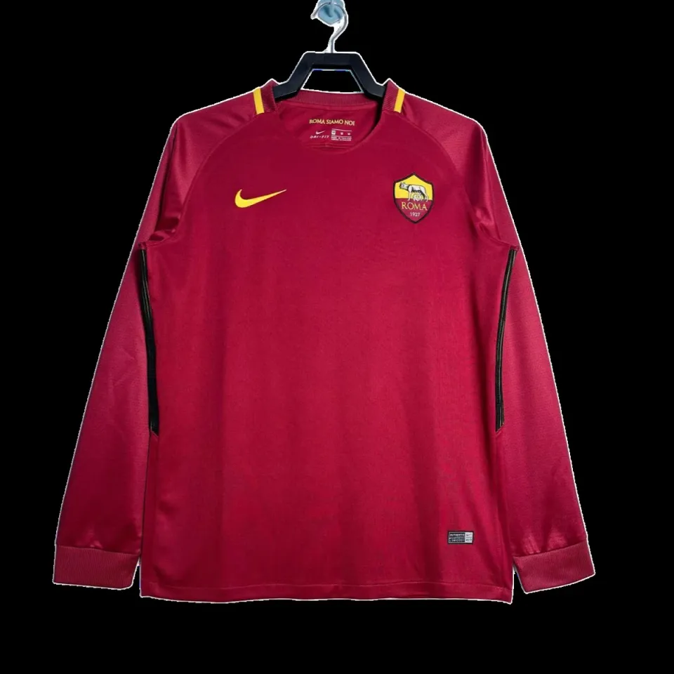 Roma 2017/18 Manica Lunga Maglia Retro rossa