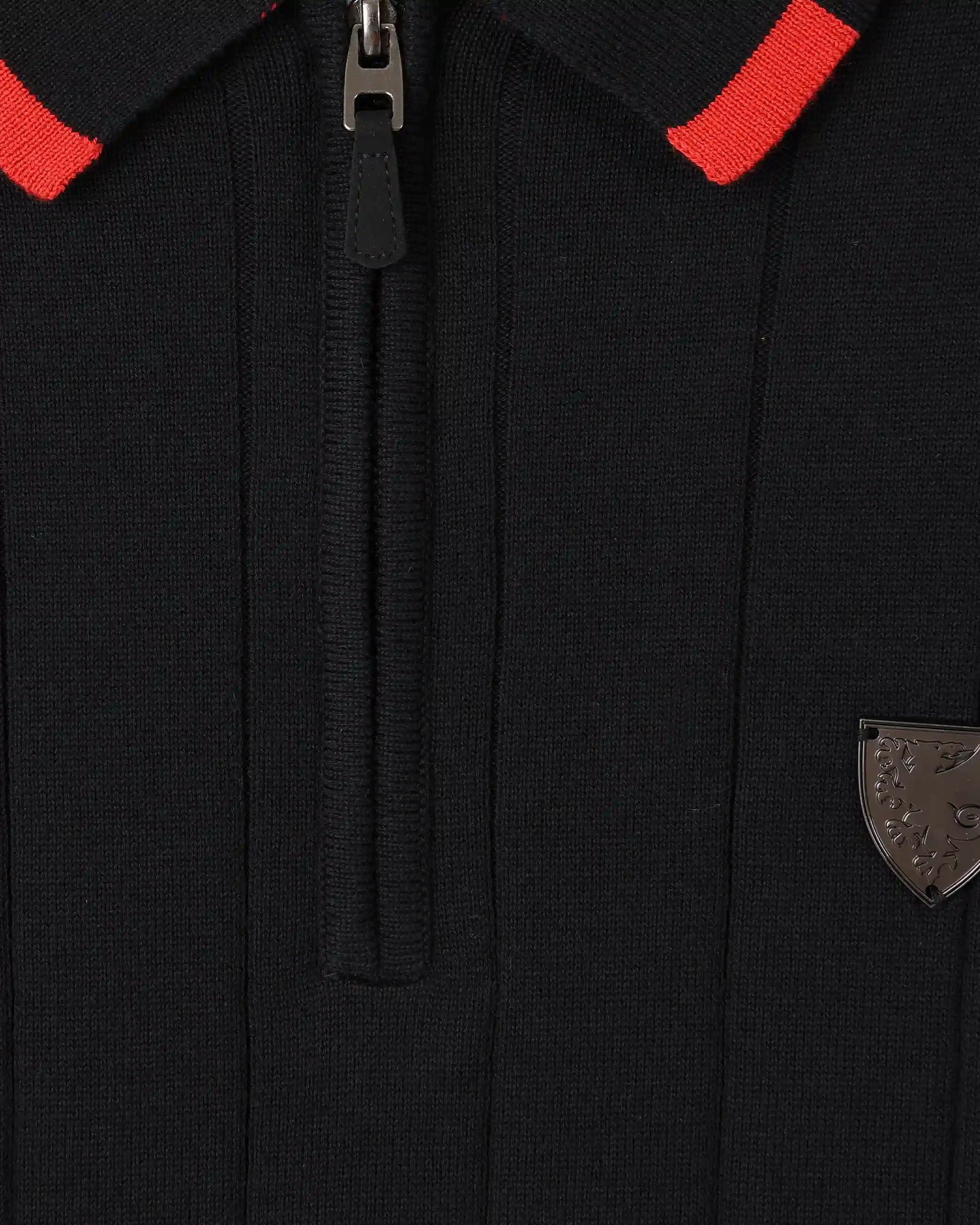 Wales 1876 polo manica lunga nera cotone M