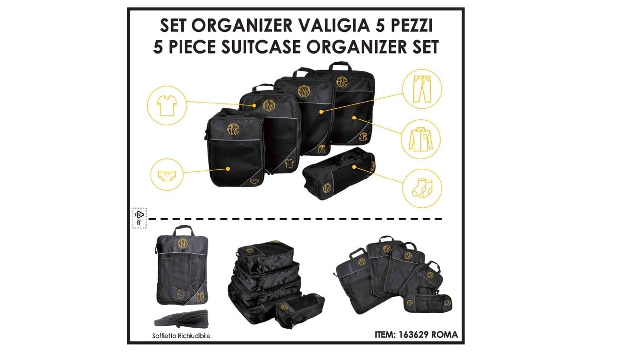Roma Fanshop Organizer Valigia 5 Pezzi Nero AS Roma
