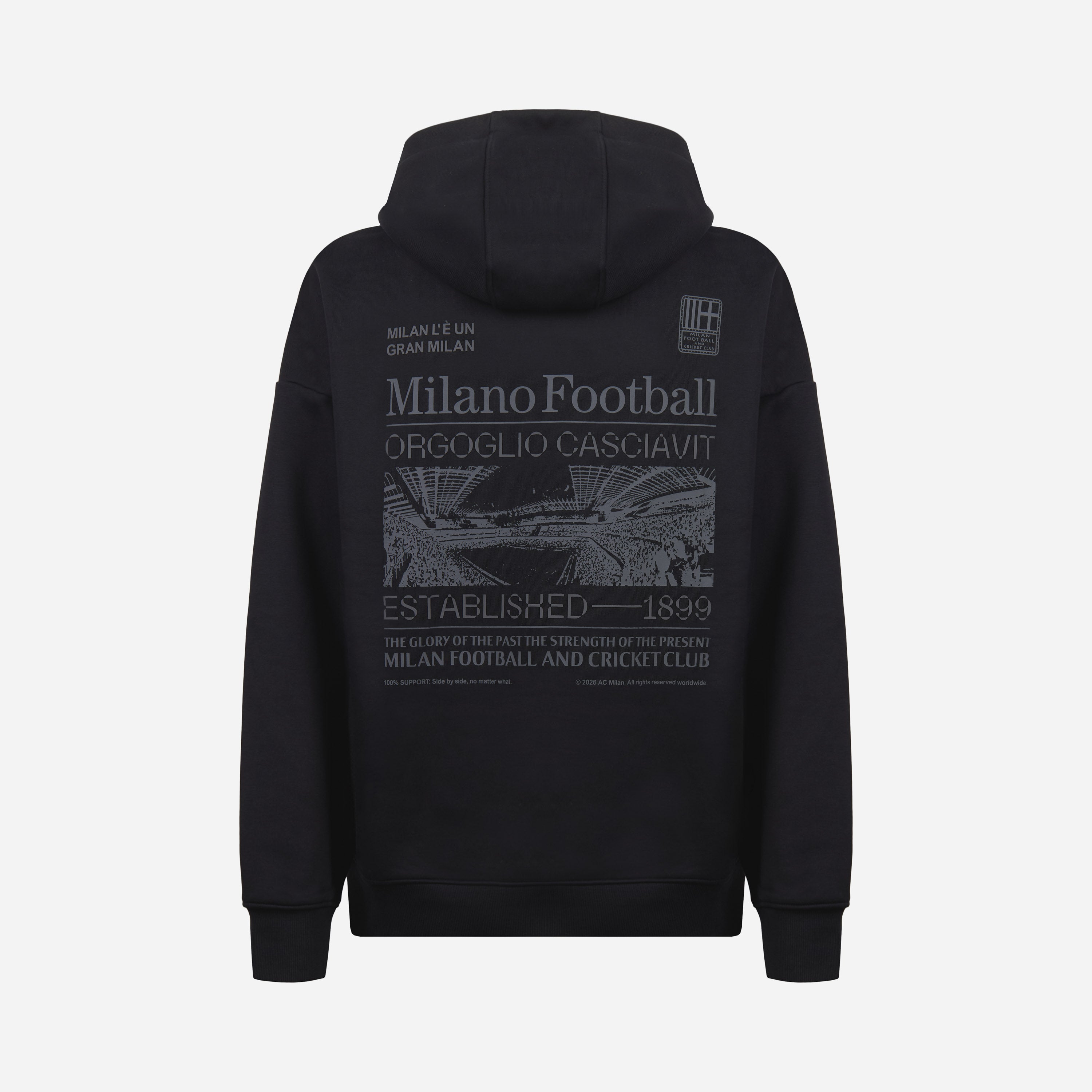 AC Milan Casciavit felpa con cappuccio nero grigio uomo