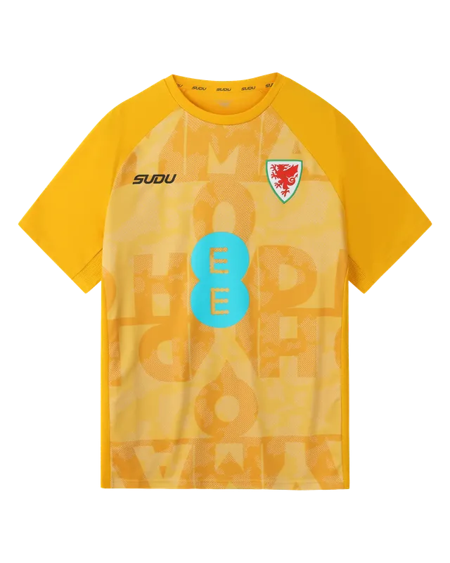 Wales SUDU 2026-27 t-shirt pre match away gialla