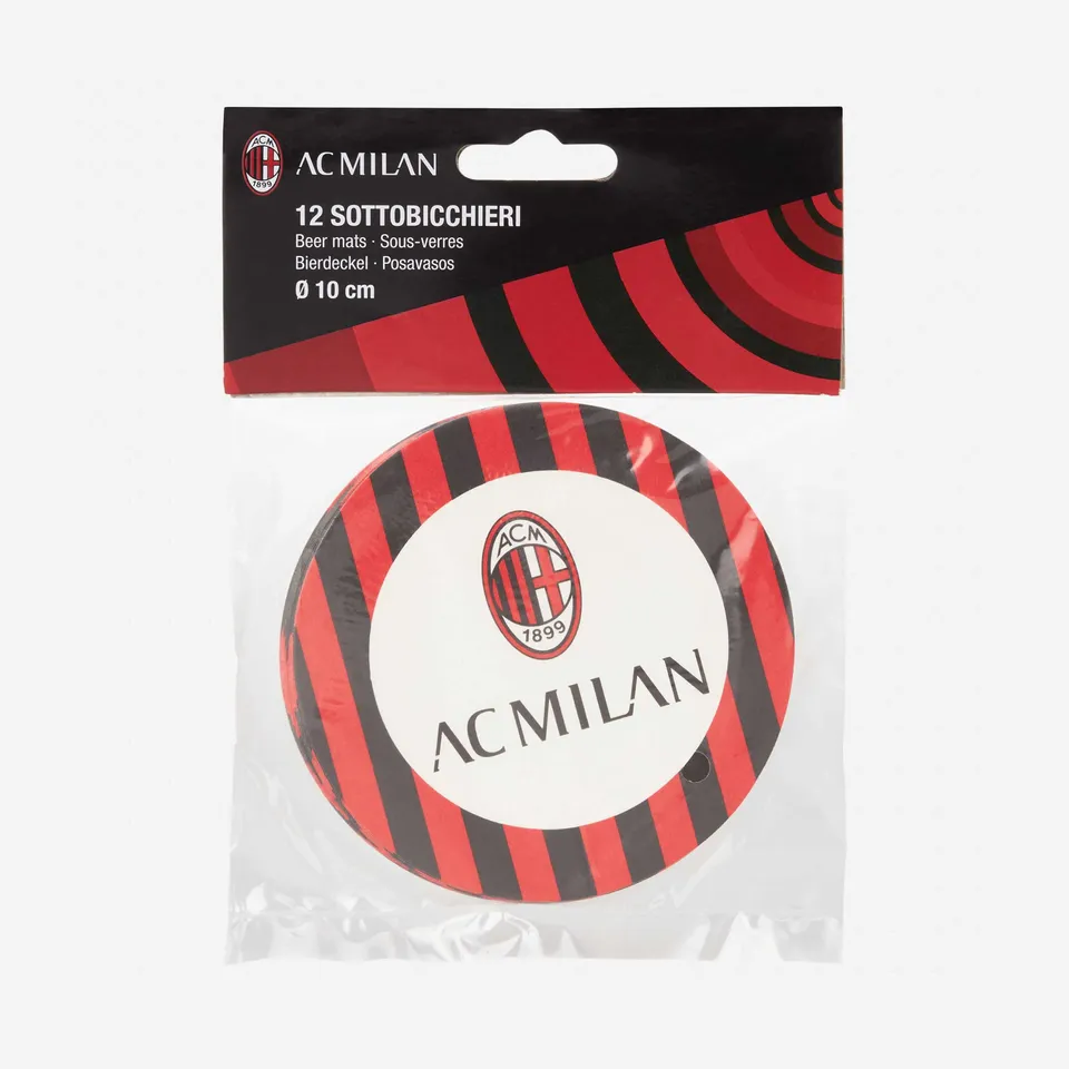 AC Milan Sottobicchieri Carta 12 Pezzi 10 cm Logo Ufficiale