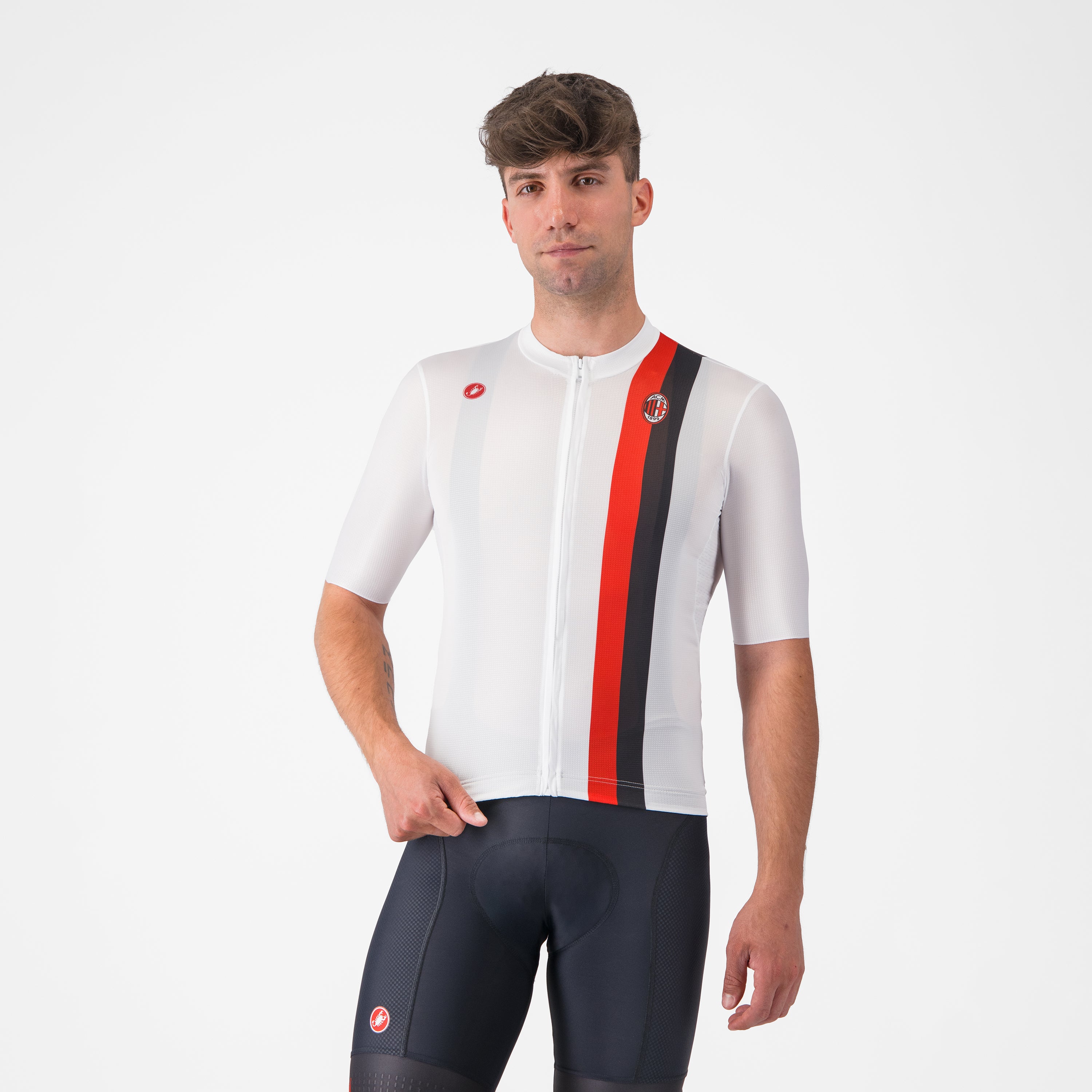 Castelli X AC Milan maglia ciclismo bianca zip YKK uomo