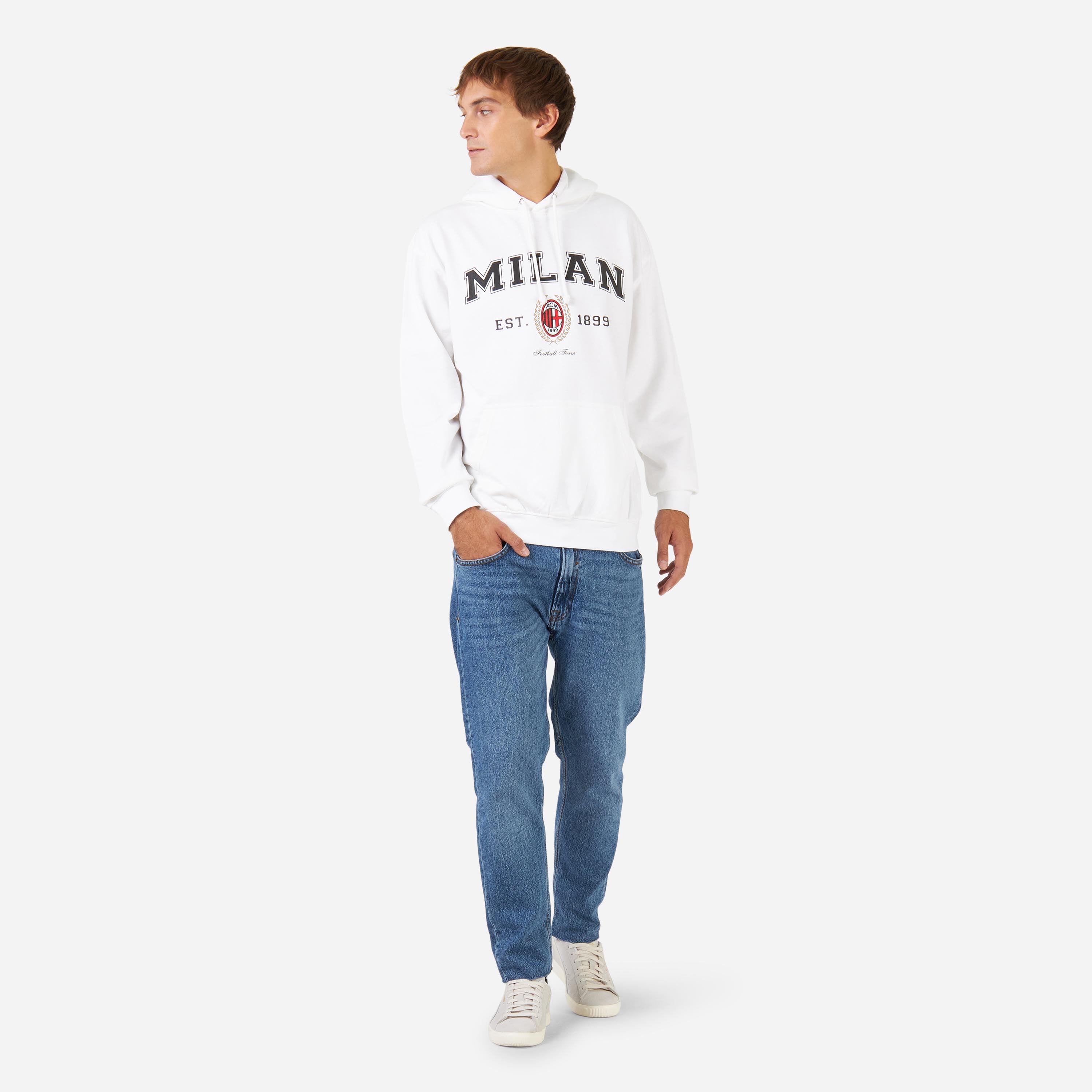 AC Milan College Collection felpa cappuccio uomo cotone
