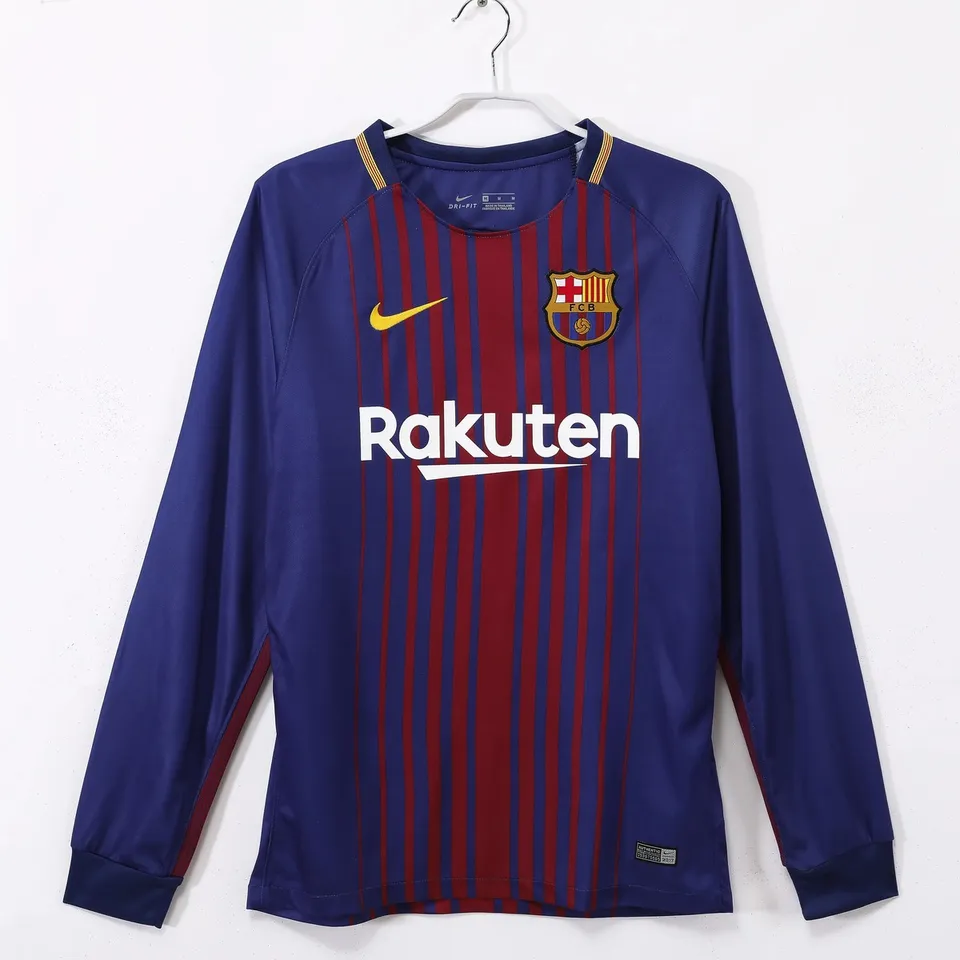 Barcellona 2017/18 Maglia Home Manica Lunga Retro Blaugrana