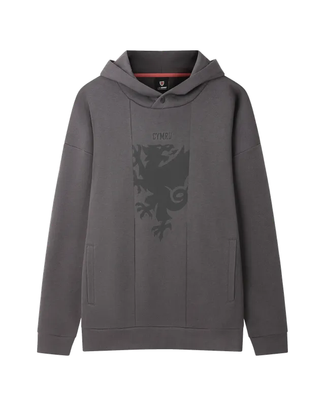 Wales Fanwear Draig felpa cappuccio unisex grigia taglia M