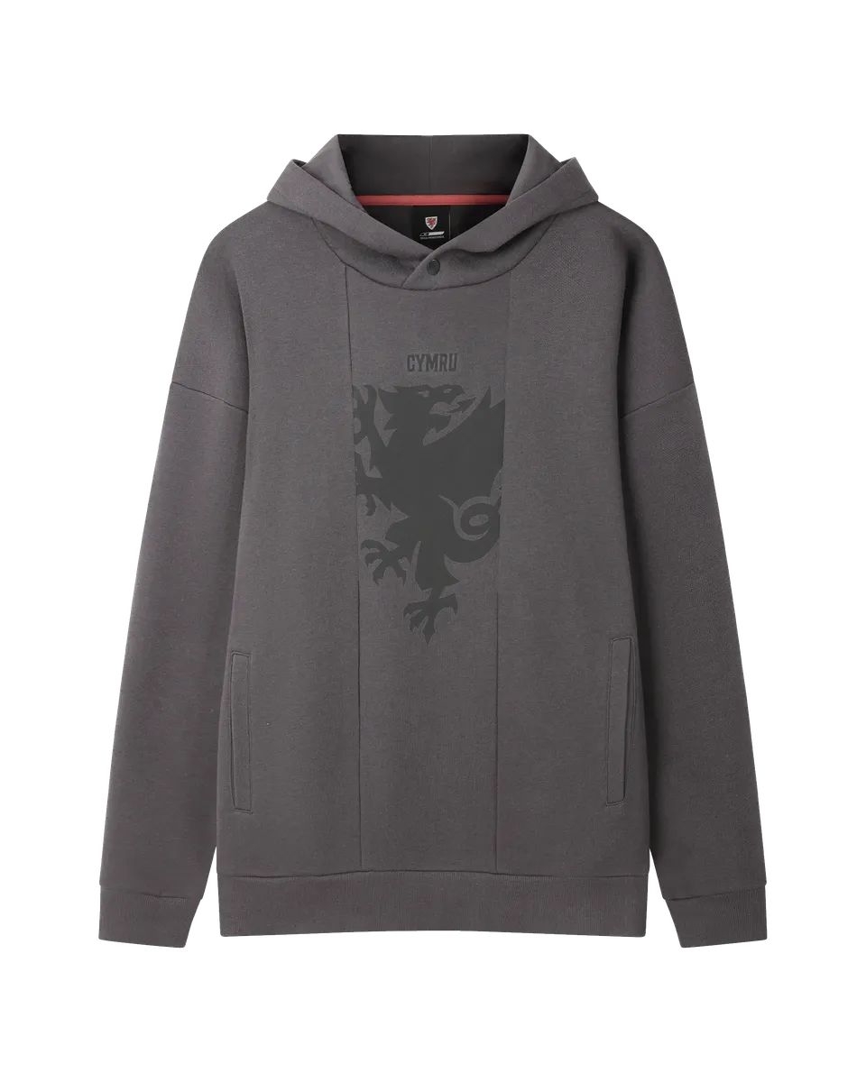 Wales Fanwear Draig felpa cappuccio unisex grigia taglia M