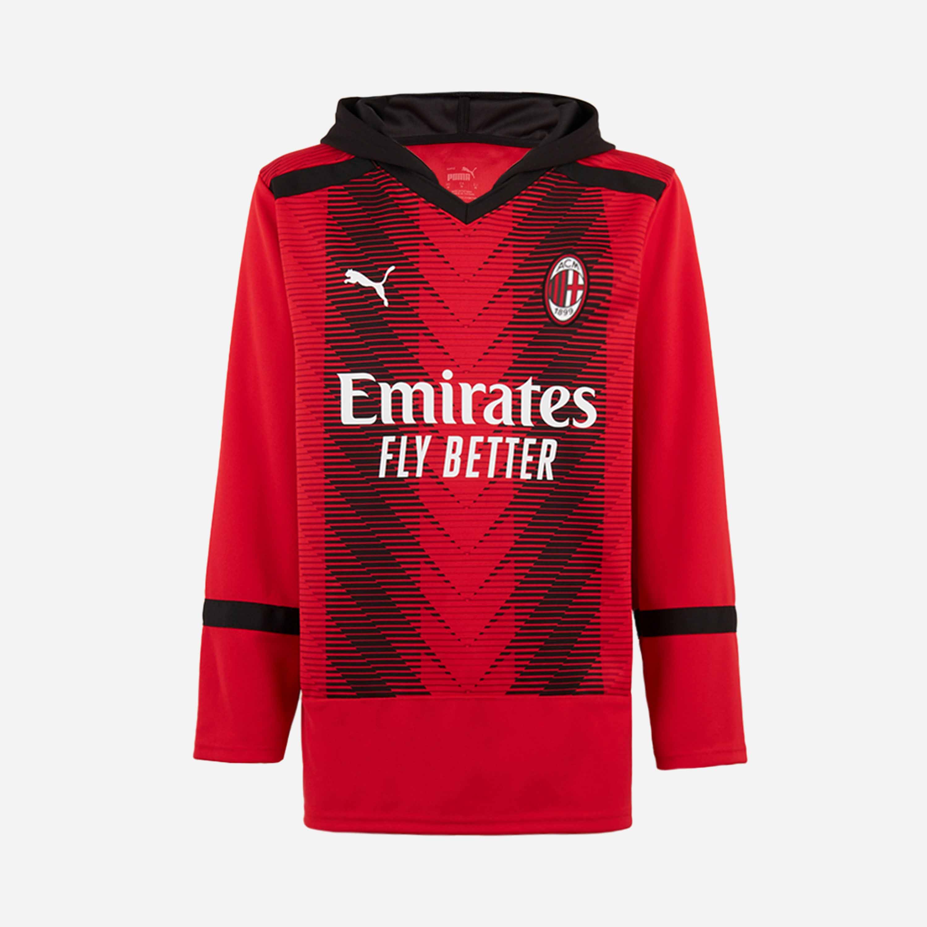 AC Milan Felpa Uomo Oversize Cappuccio Manica Lunga Nera