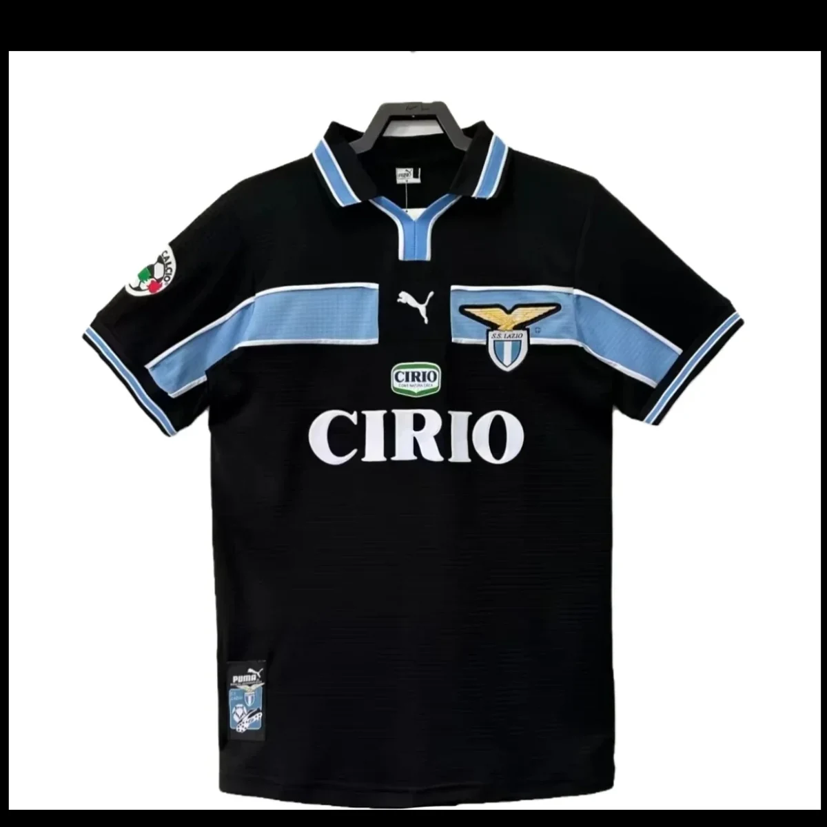 Tifoso Store Maglie da Calcio Lazio Away 1998/99 maglia nera fascia celeste