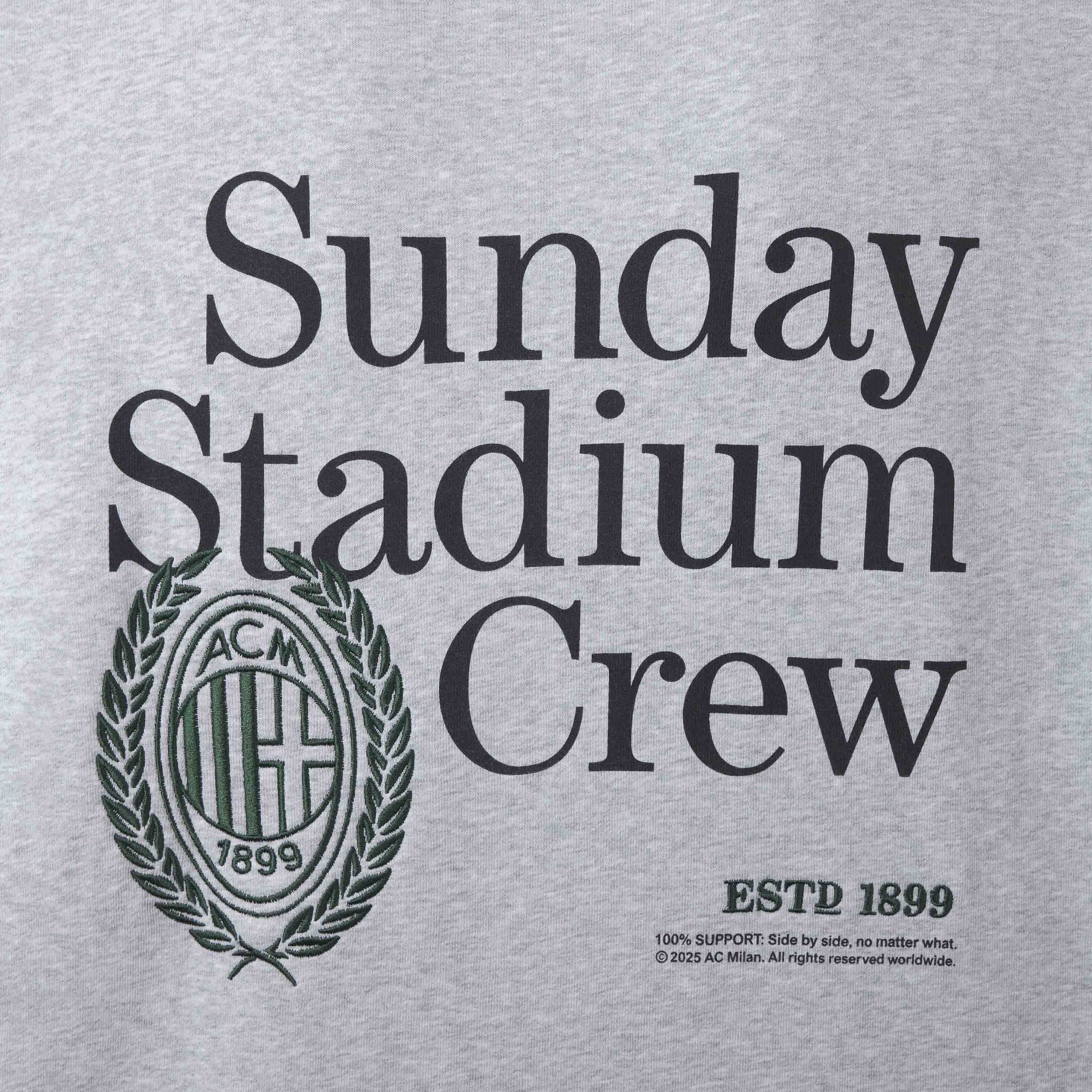 AC Milan Sunday Stadium Crew felpa grigia cotone