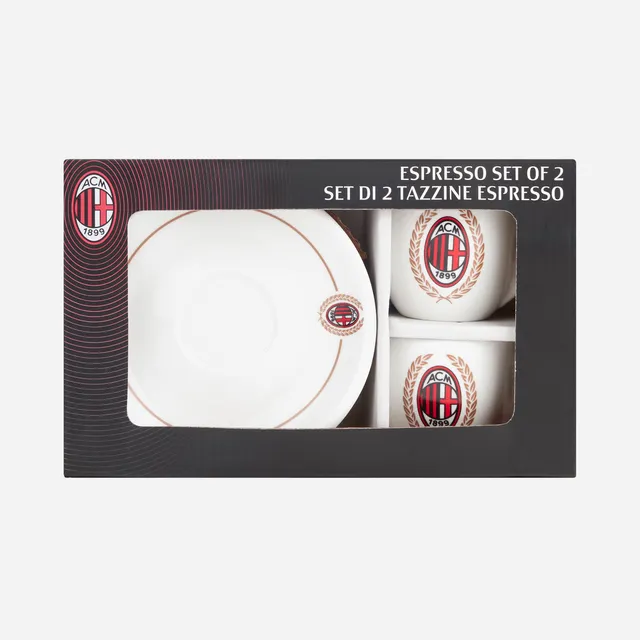 AC Milan Accessori Set Caffè 2 Tazzine con Piattini Oro