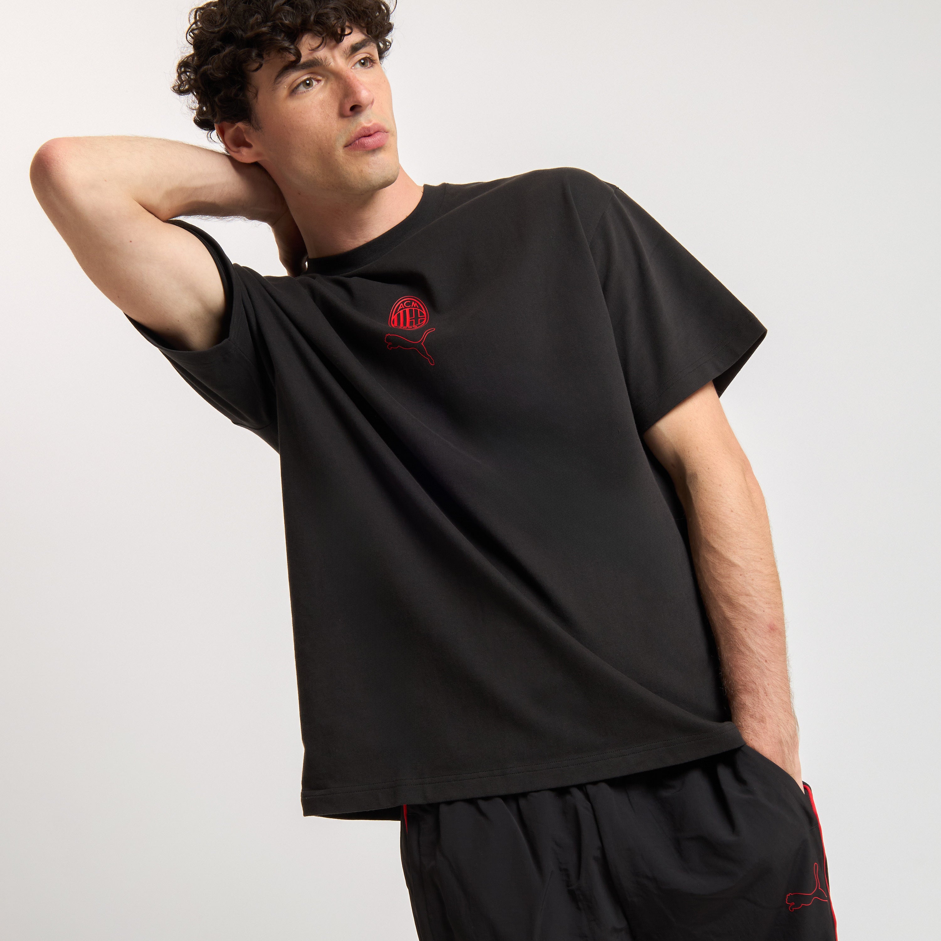 AC Milan Football Statement maglietta nera oversize cotone