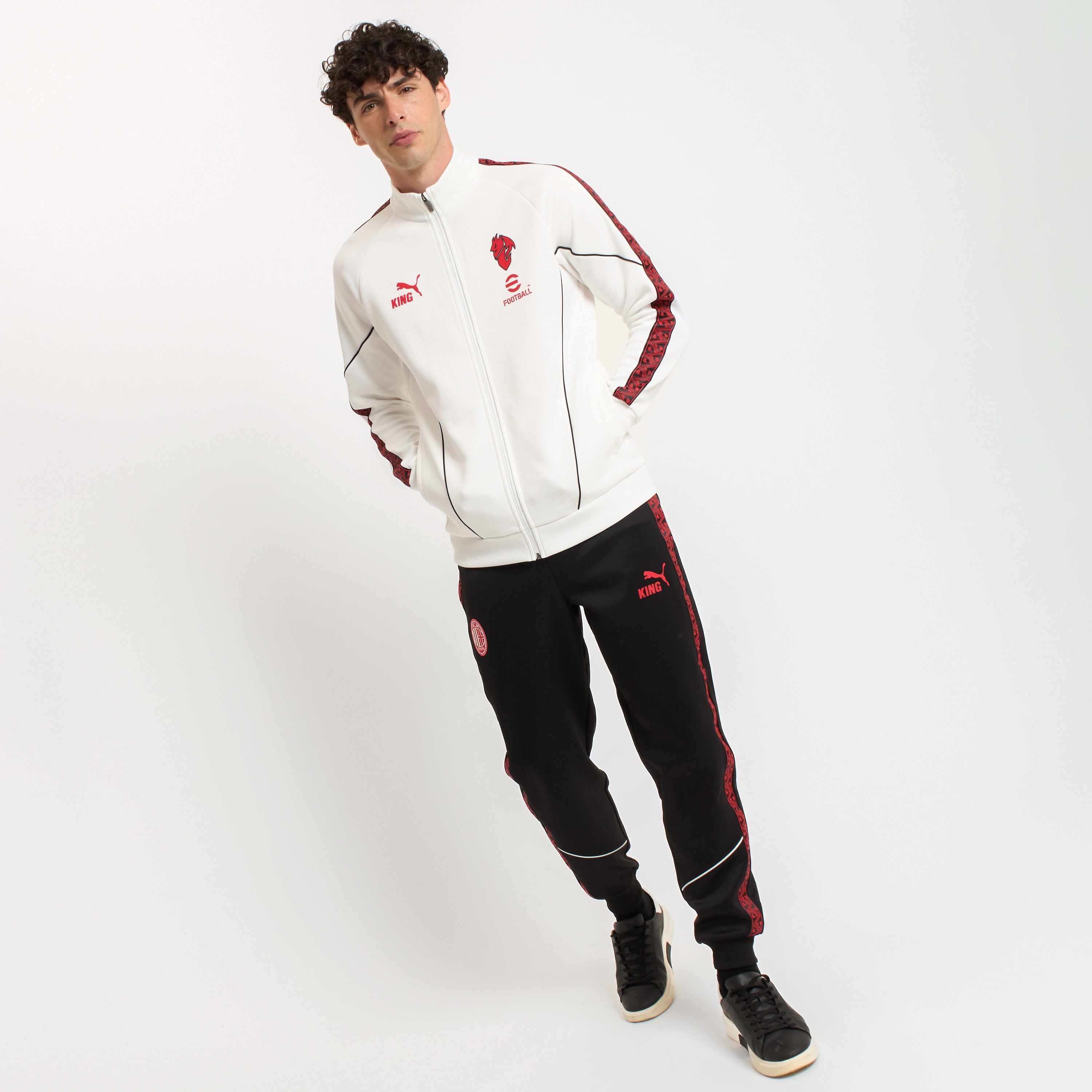 AC Milan King Giacca Uomo Bianca Zip Cotone Taglia Regolare