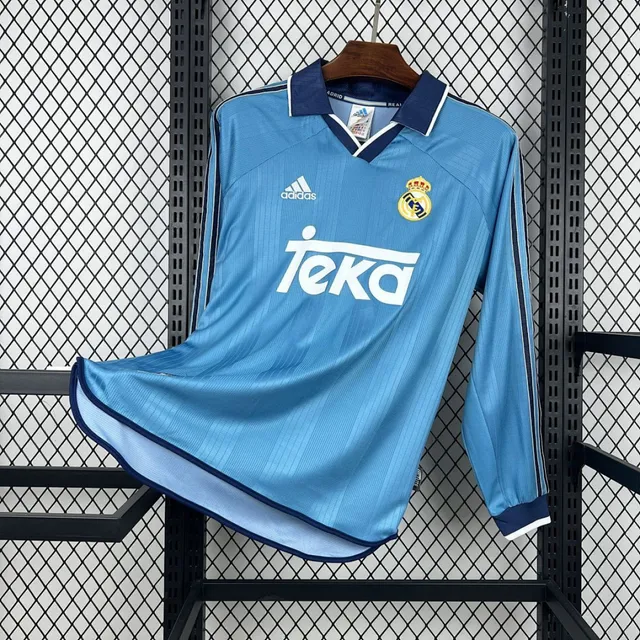 Tifoso Store Maglie da Calcio Real Madrid 1999/00 maglia bianca manica lunga