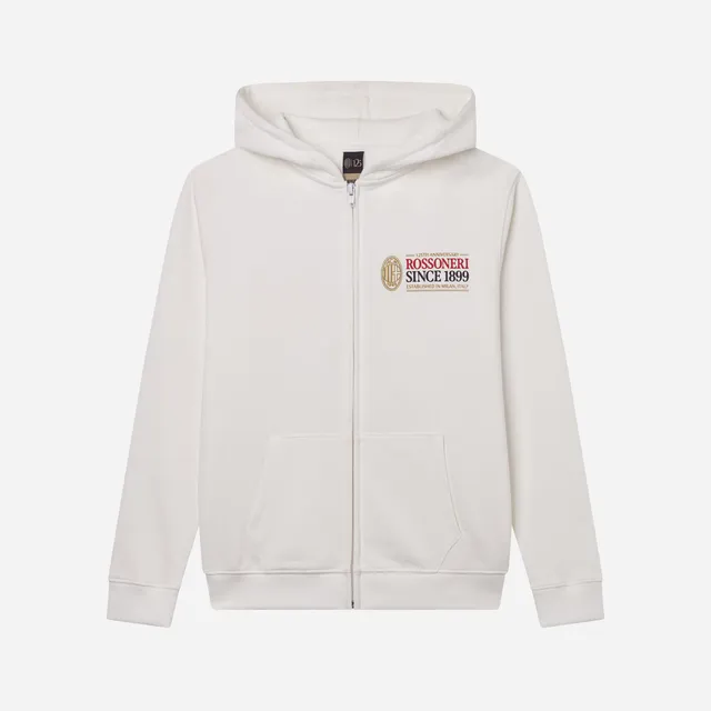 AC Milan Rossoneri Since 1899 felpa bimbo bianca zip cotone