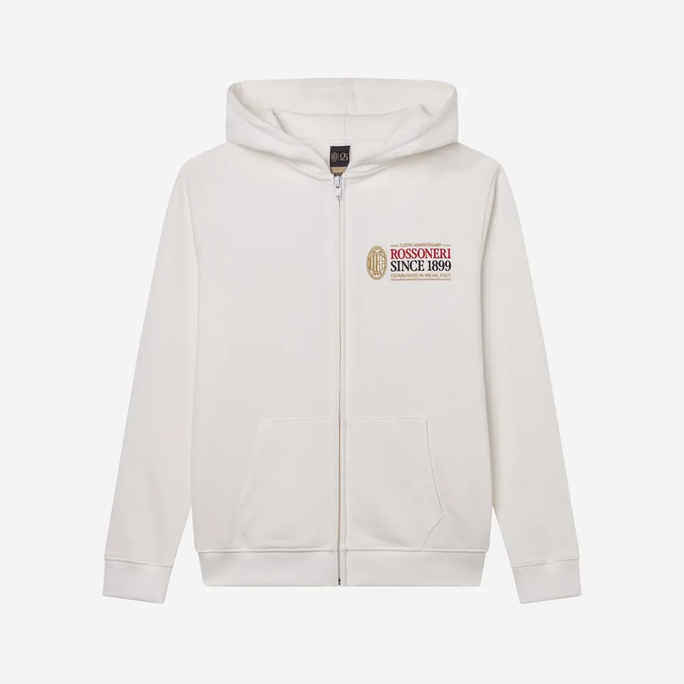 AC Milan Rossoneri Since 1899 felpa bimbo bianca zip cotone