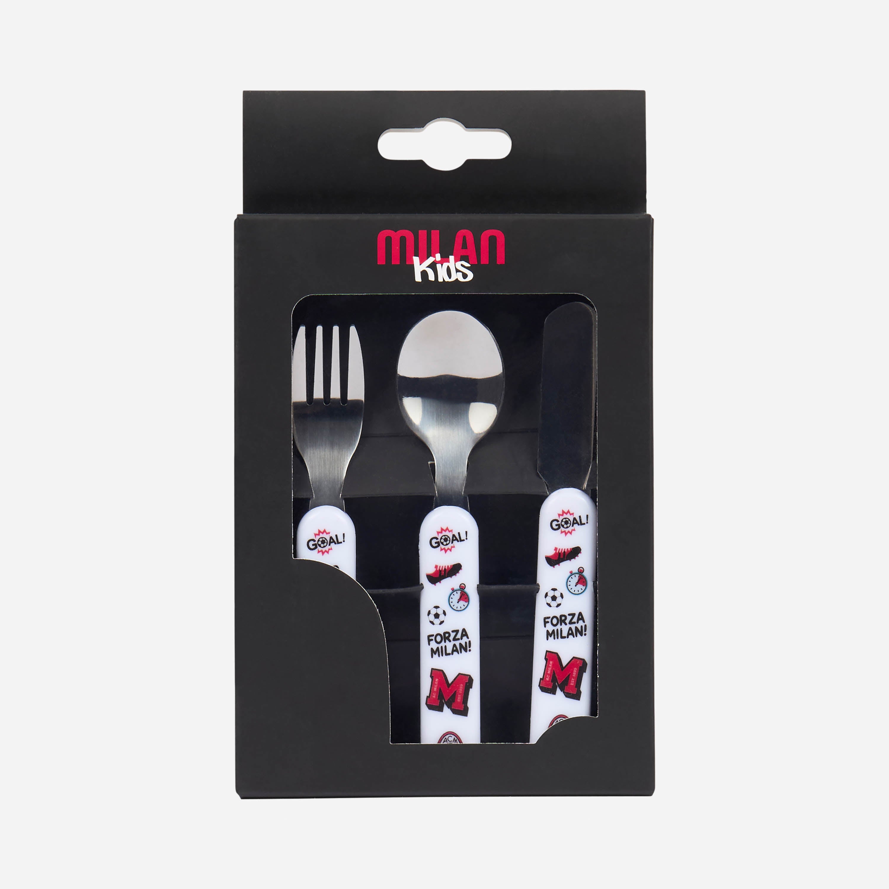 AC Milan set posate bimbo 3 pezzi acciaio