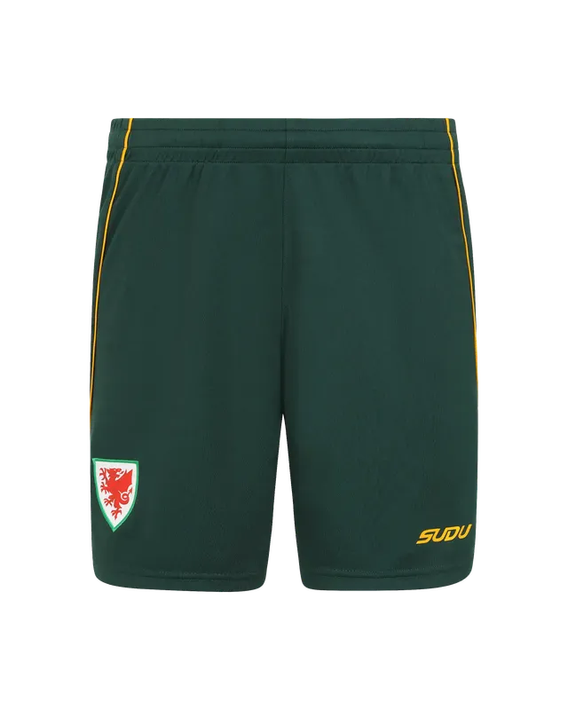 Wales SUDU 2026-27 short away junior verdi Melyn
