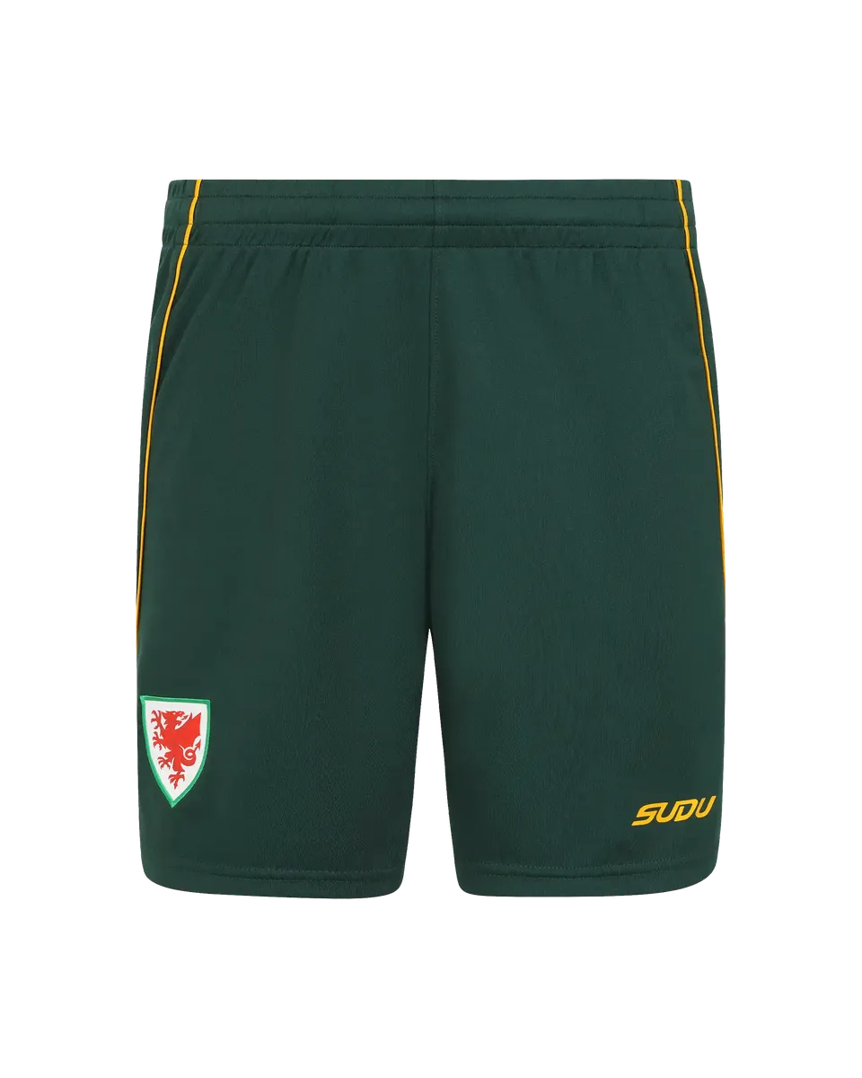 Wales SUDU 2026-27 short away junior verdi Melyn