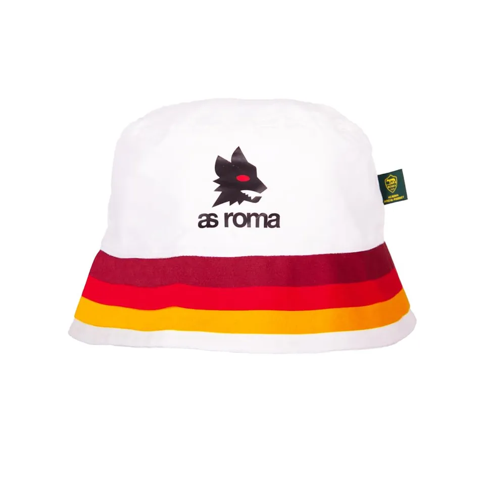 AS Roma Pouchain Cappello Pescatore Bianco Storia Giallorossa