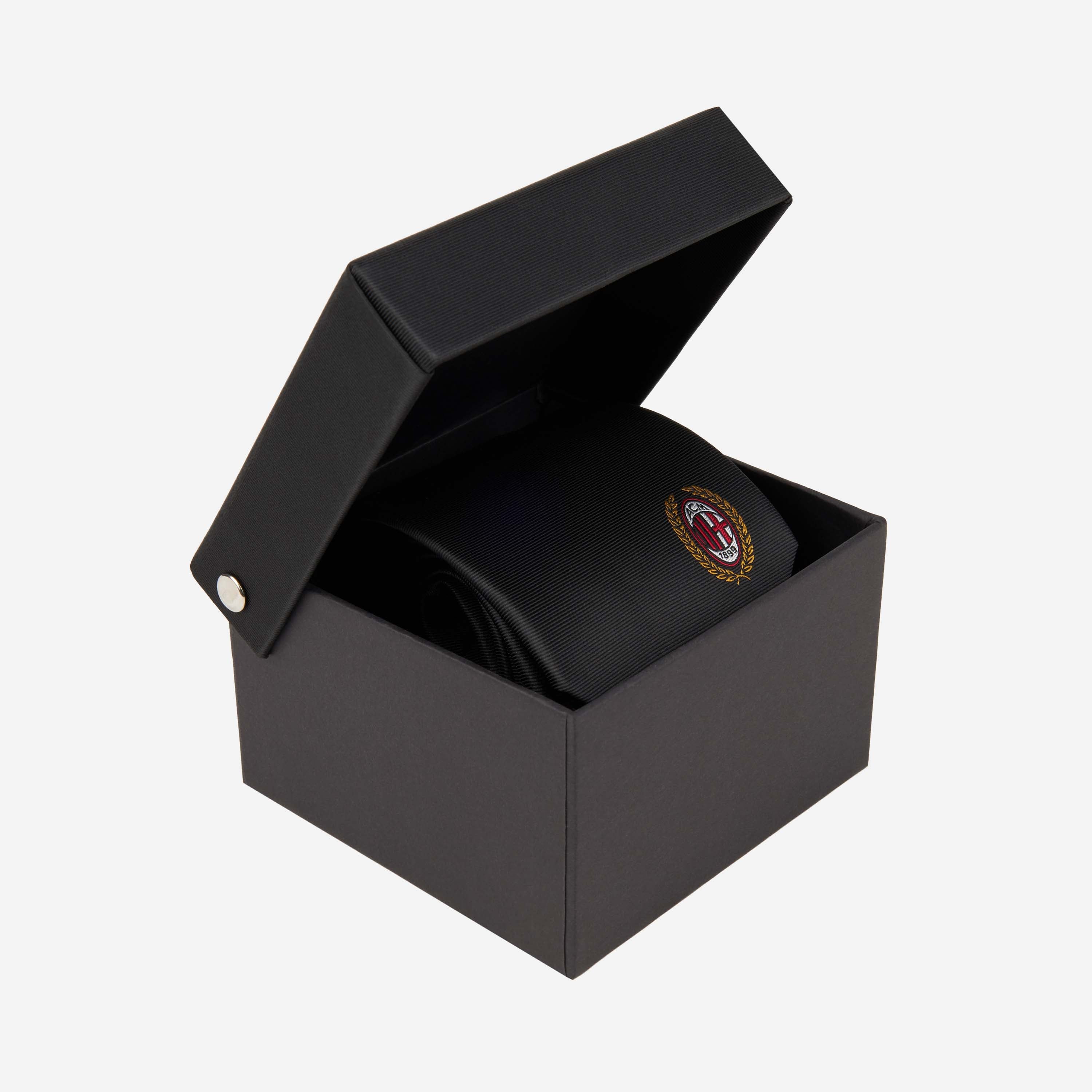 AC Milan cravatta nera logo oro cofanetto regalo