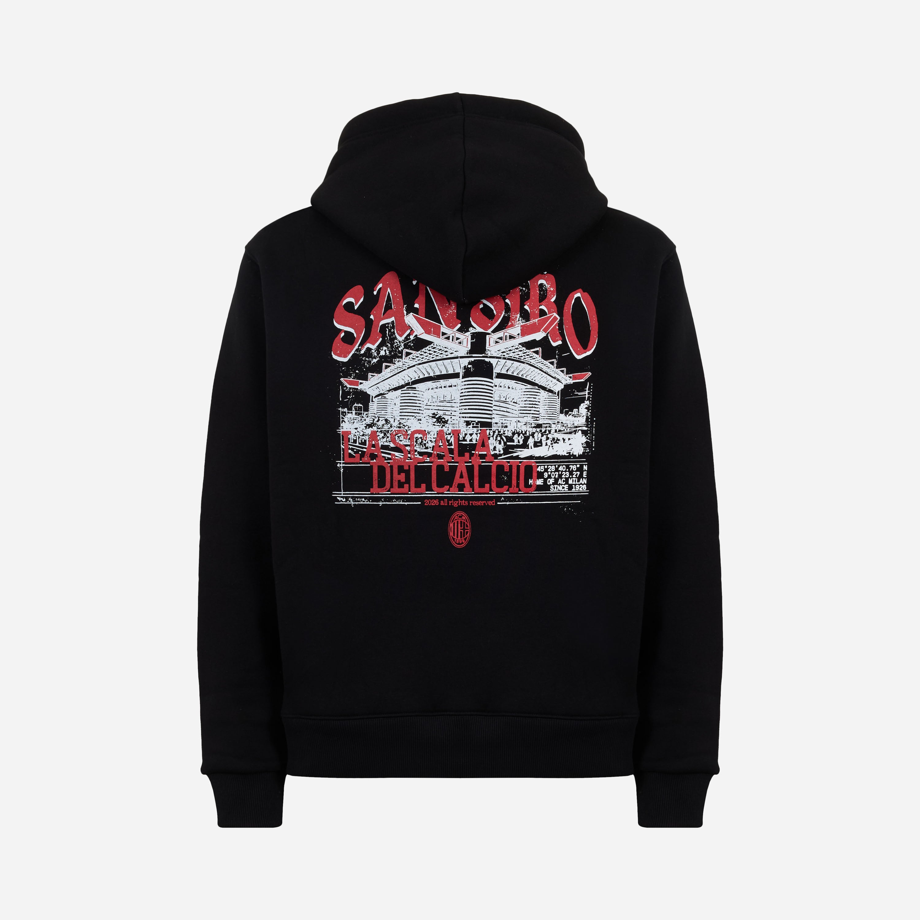 AC Milan San Siro felpa cappuccio nera comfort fit
