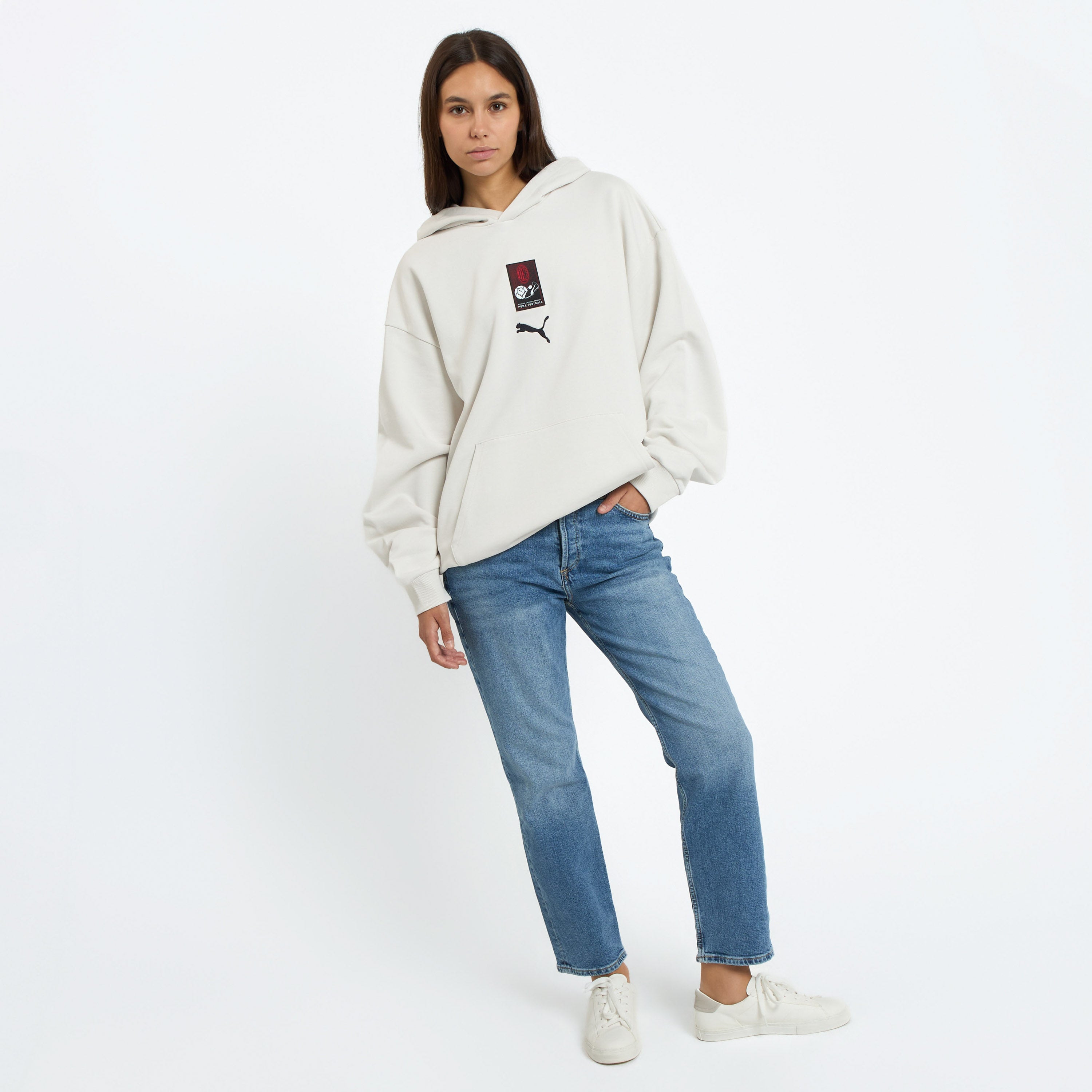 AC Milan Culture felpa cappuccio bianca cotone relaxed